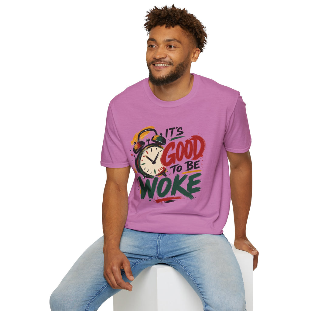 T-Shirt — "It's Good To Be Woke" Graphic Tee (Alarm Clock Design)