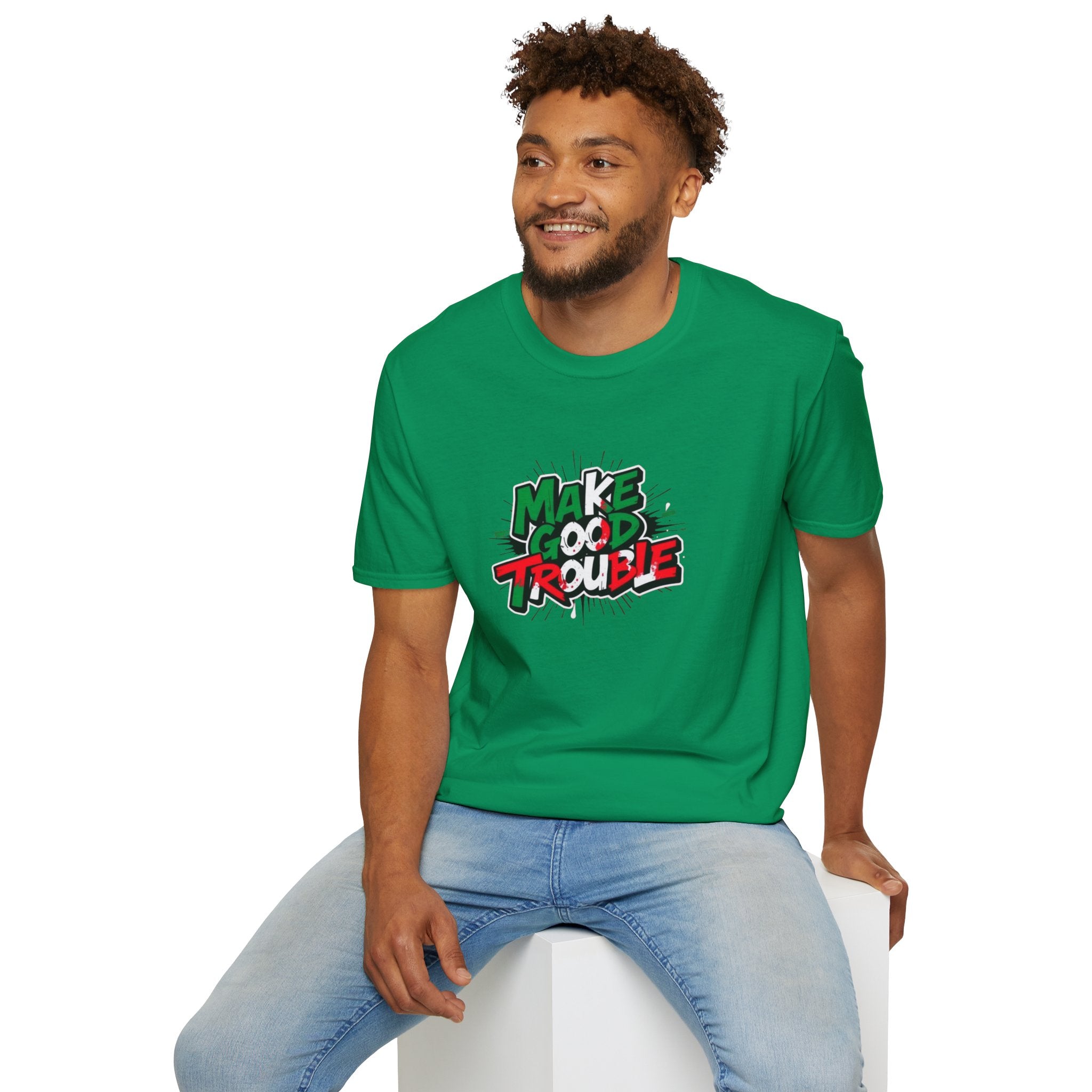 Camiseta unisex de estilo suave Make Good Trouble | Divertida camiseta gráfica para activistas y creadores de tendencias