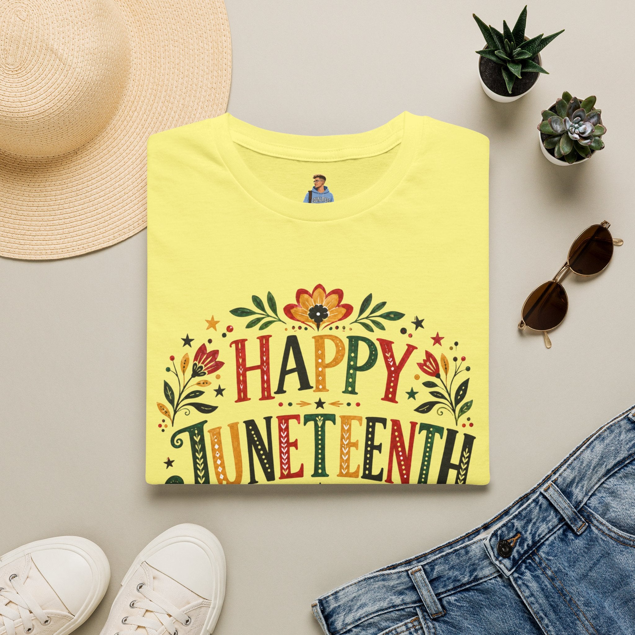 Juneteenth T-Shirt — "Happy Juneteenth" Floral Celebration Tee