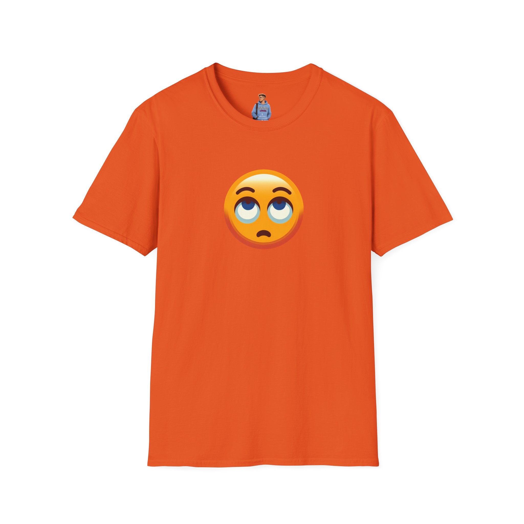 Unisex Softstyle T-Shirt with Eye Roll Emoji | Casual Graphic Tee for Everyday Humor