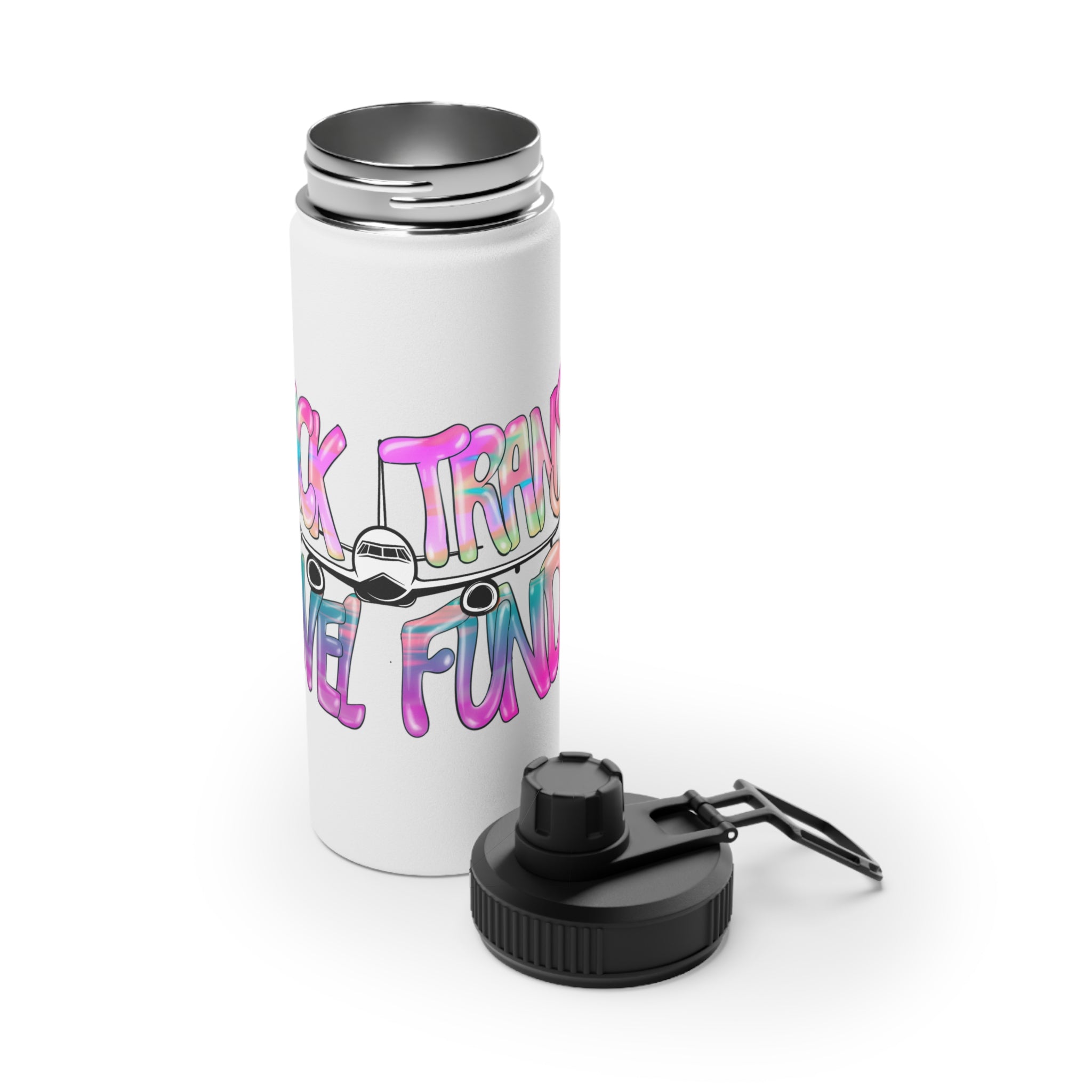 BTTF - Black Trans Travel Fund Logo Stainless Steel Sports Water Bottle
