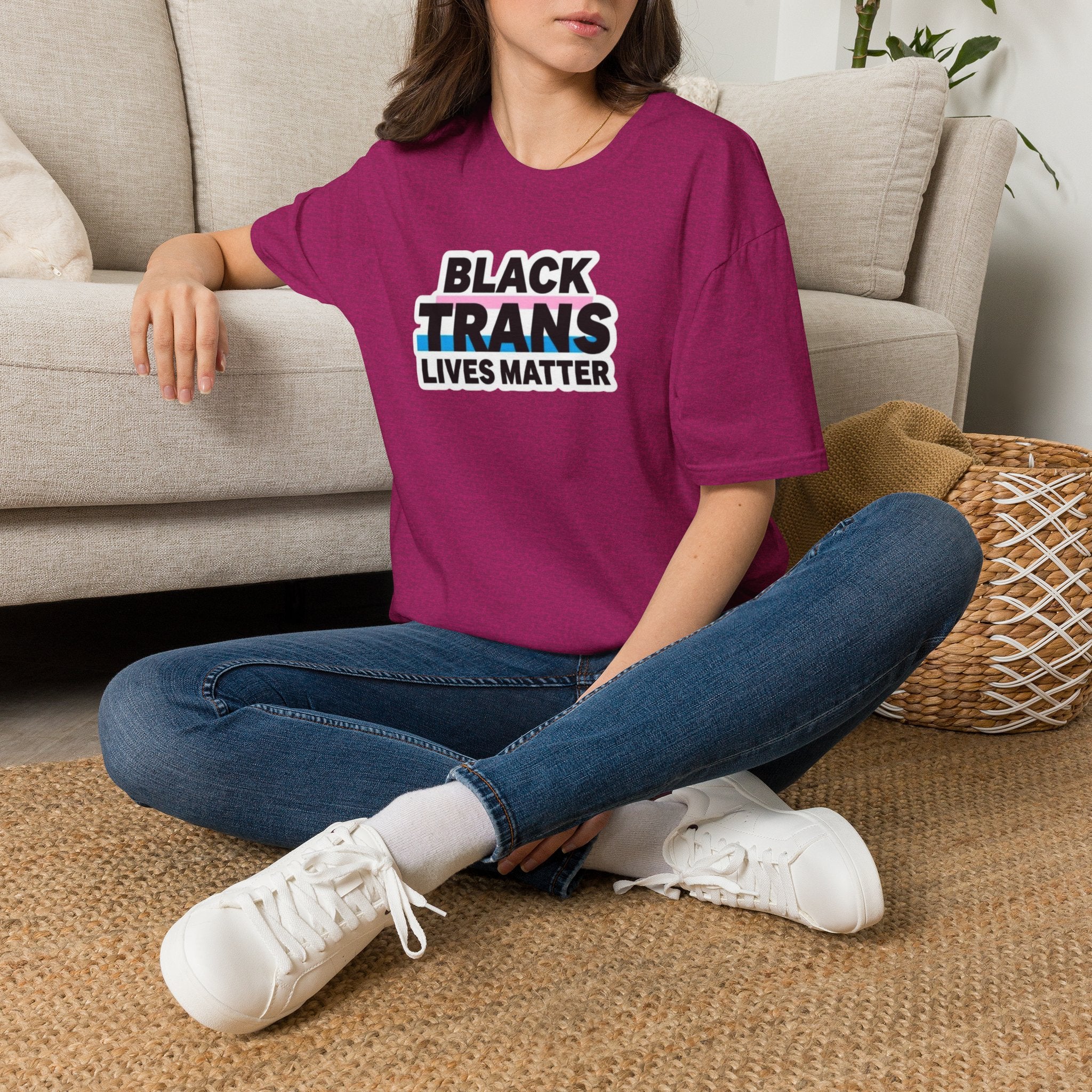 Unisex Softstyle T-Shirt - Black Trans Lives Matter Statement Tee