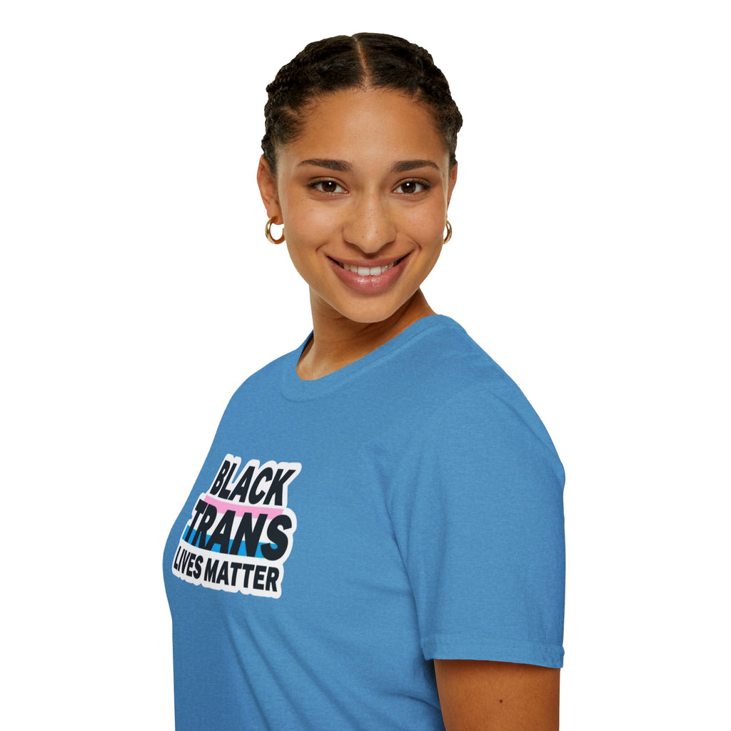 Unisex Softstyle T-Shirt - Black Trans Lives Matter Statement Tee
