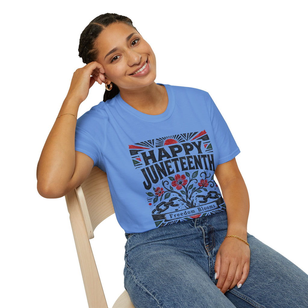 Juneteenth T-Shirt — "Happy Juneteenth" Floral Freedom Tee