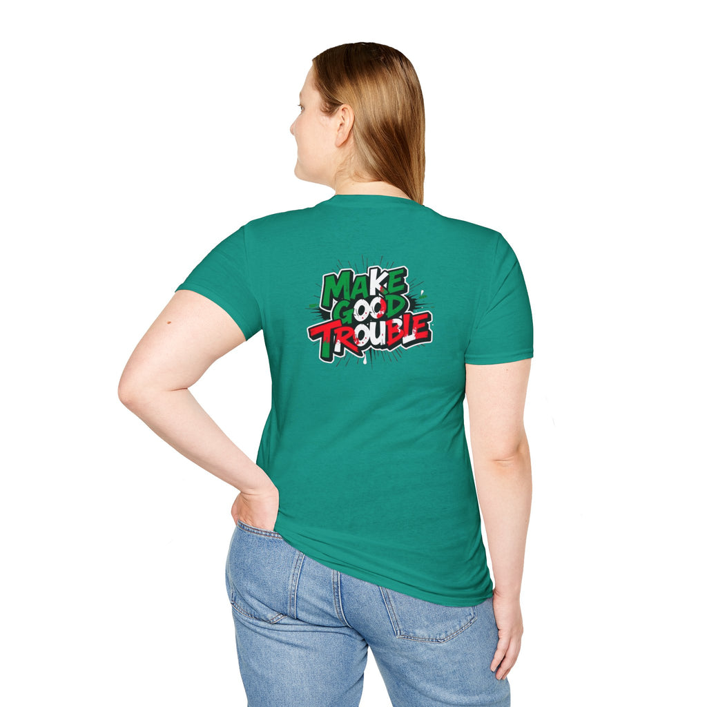 Camiseta unisex de estilo suave Make Good Trouble | Divertida camiseta gráfica para activistas y creadores de tendencias
