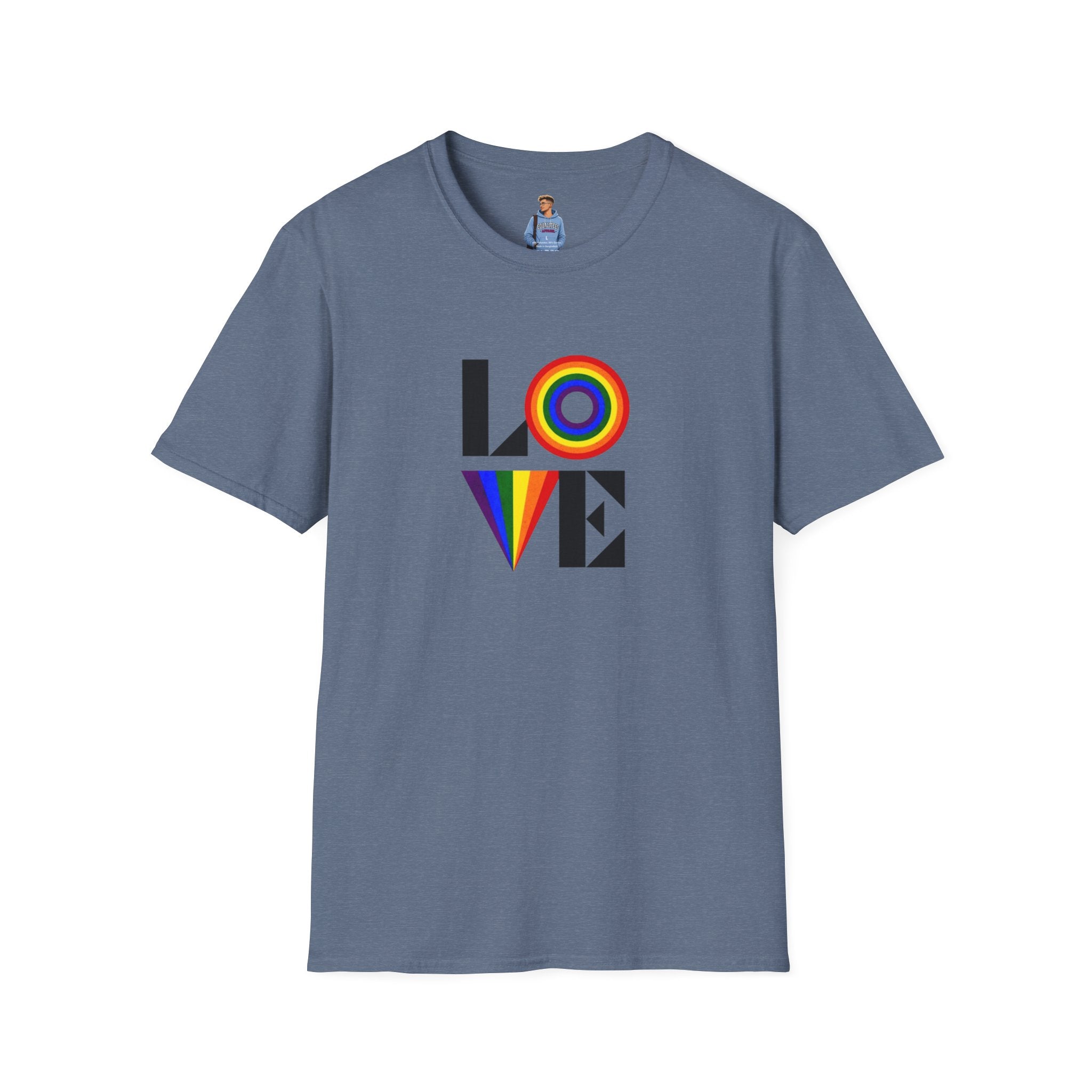 Camiseta unisex suave con diseño vibrante LOVE para Pride