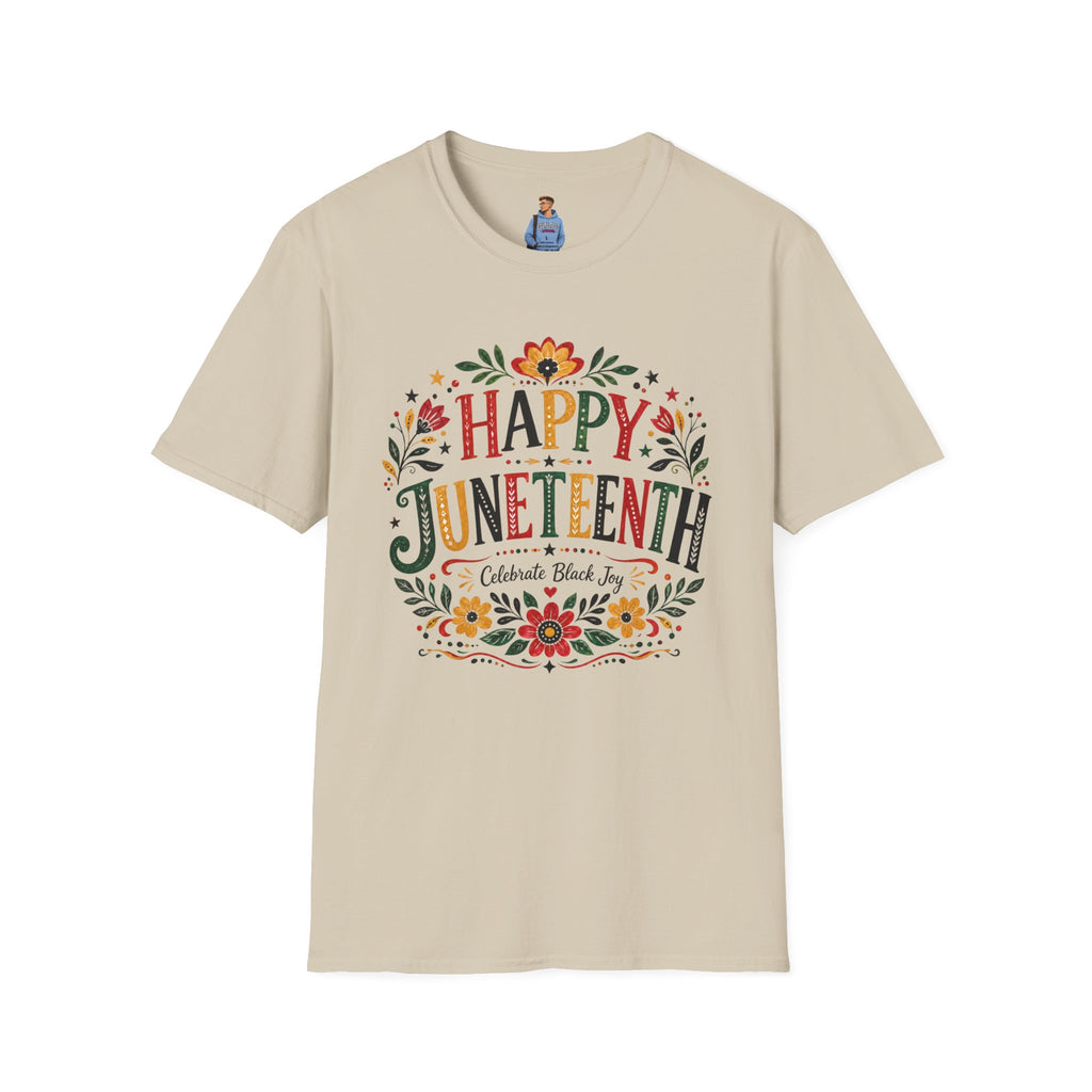 Juneteenth T-Shirt — "Happy Juneteenth" Floral Celebration Tee