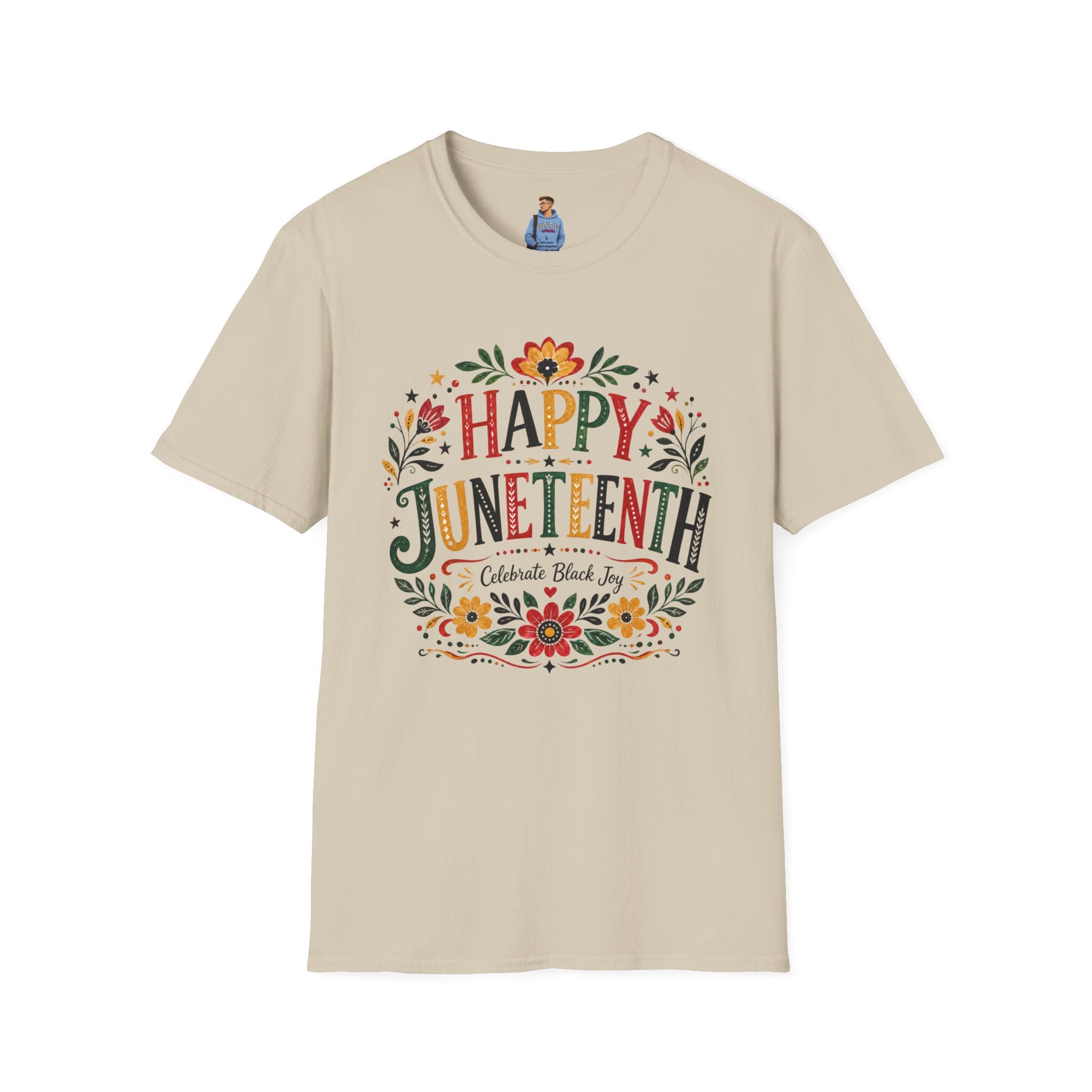 Juneteenth T-Shirt — "Happy Juneteenth" Floral Celebration Tee