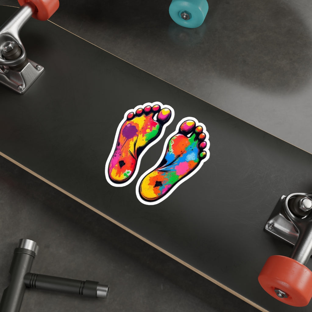 Rainbow Paint Splatter Feet - Die cut sticker - EqualiTees.Me