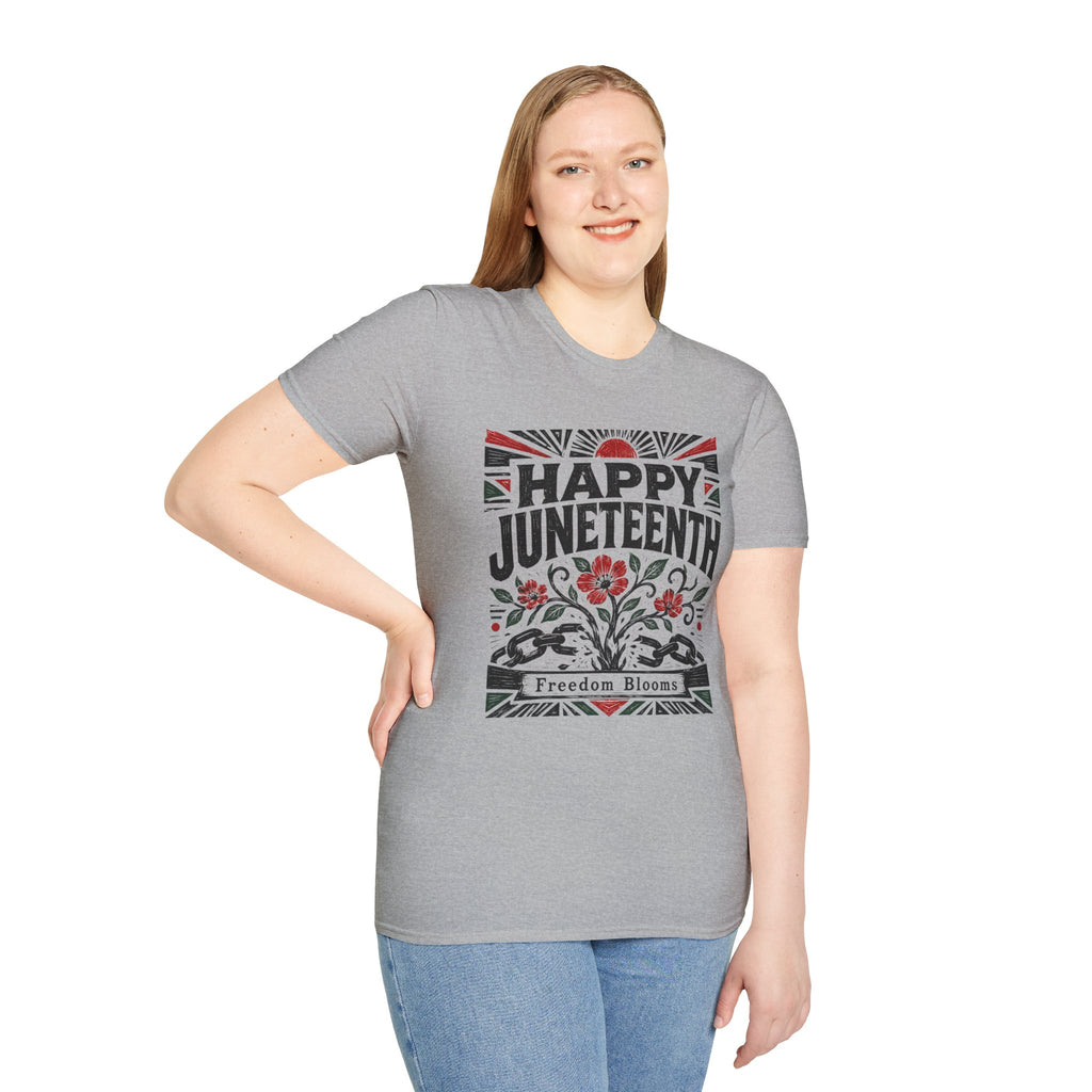 Juneteenth T-Shirt — "Happy Juneteenth" Floral Freedom Tee