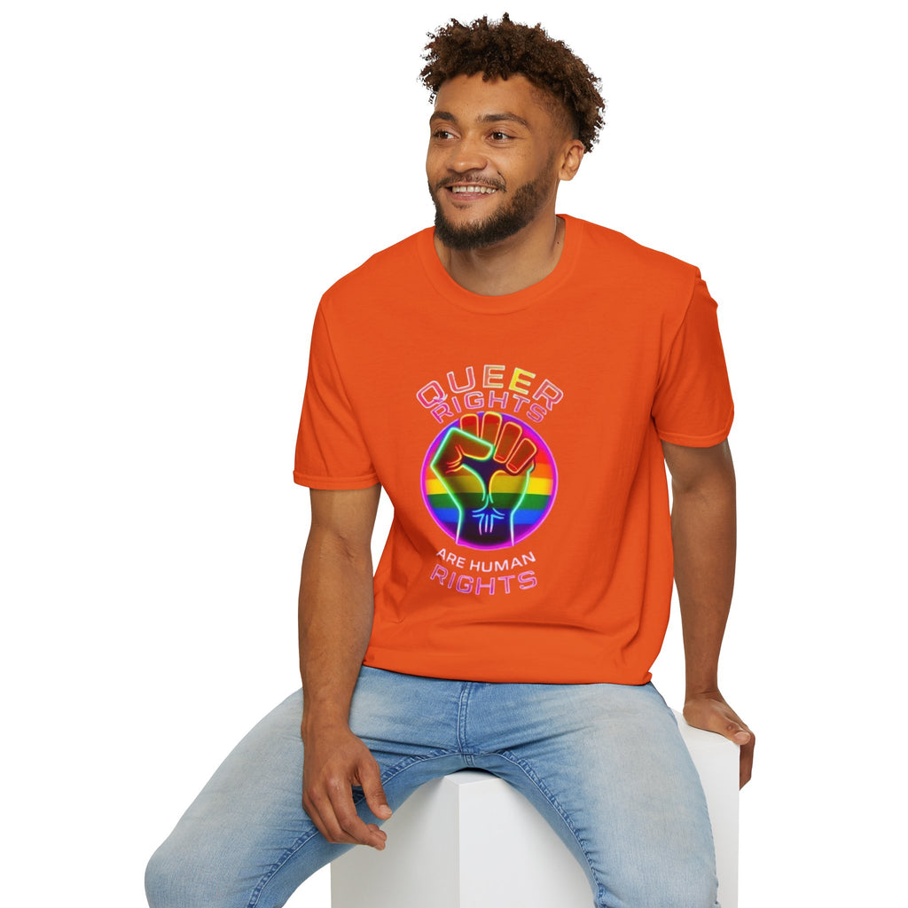 Unisex Softstyle T-Shirt - Queer Rights Are Human Rights Statement Tee