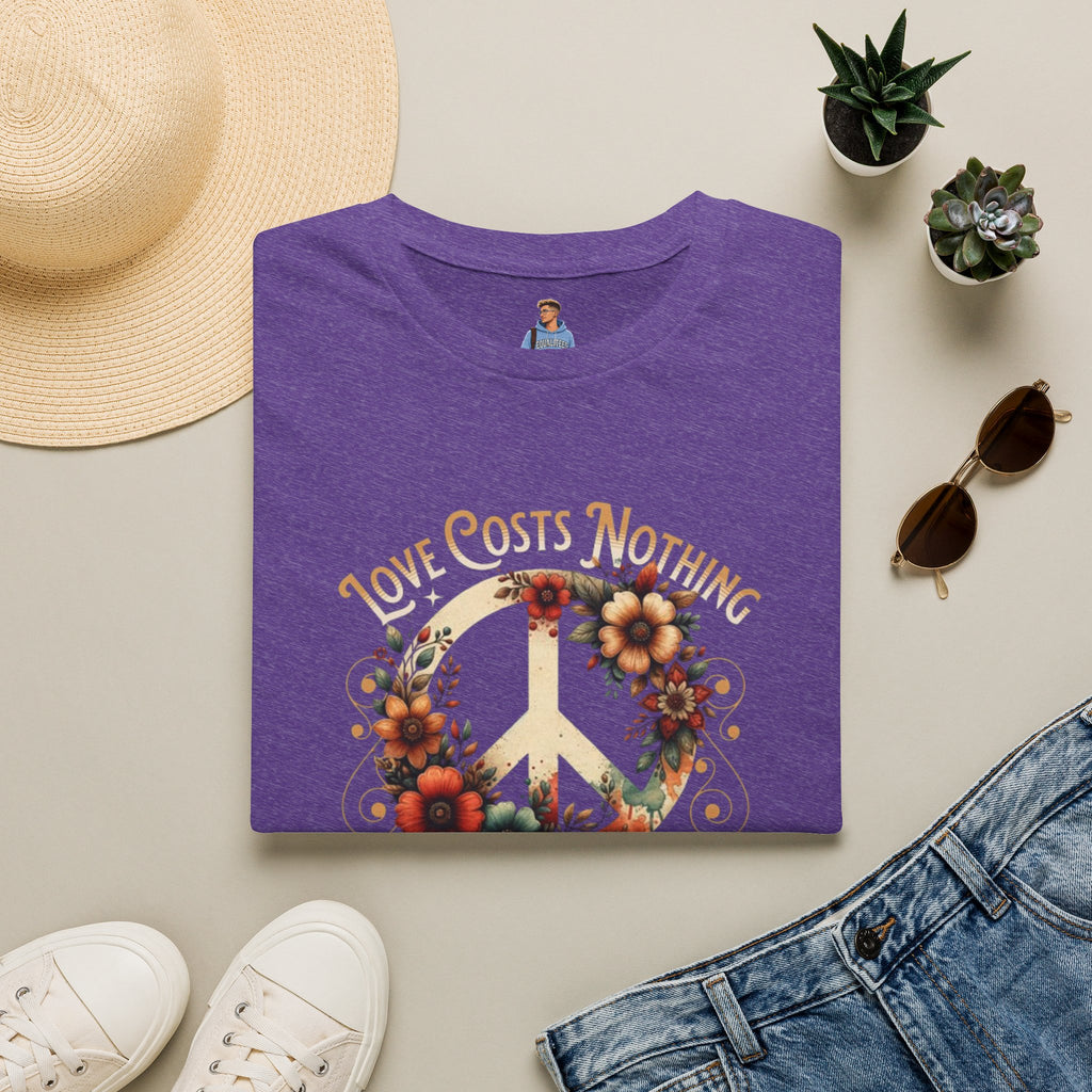 Unisex Softstyle T-Shirt - Love Costs Nothing, Give It Away Floral Peace Design