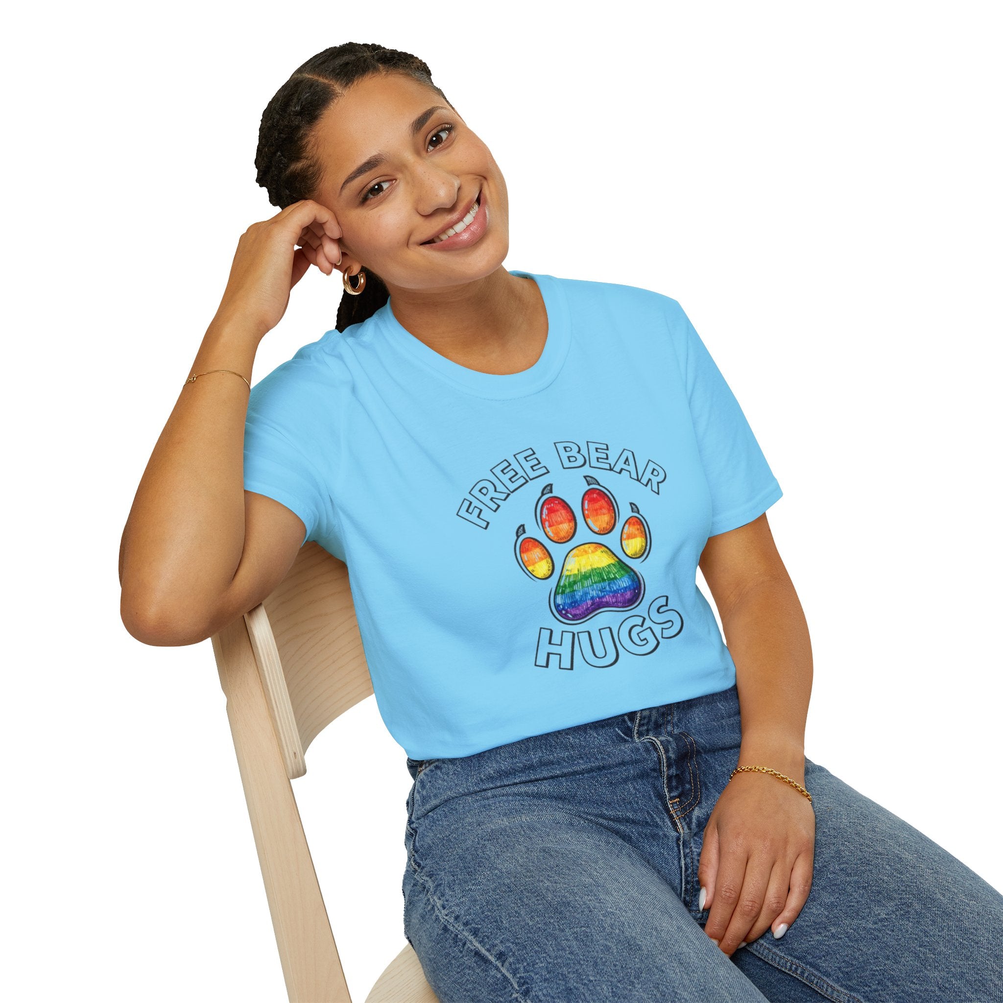 Free Bear Hugs Rainbow Paw T-Shirt