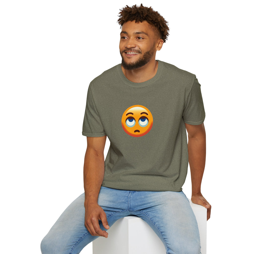 Camiseta unisex de estilo suave con emoji de ojos en blanco | Camiseta gráfica informal para el día a día