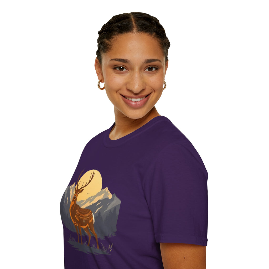 Mountain Sunset Deer Unisex Softstyle T-Shirt