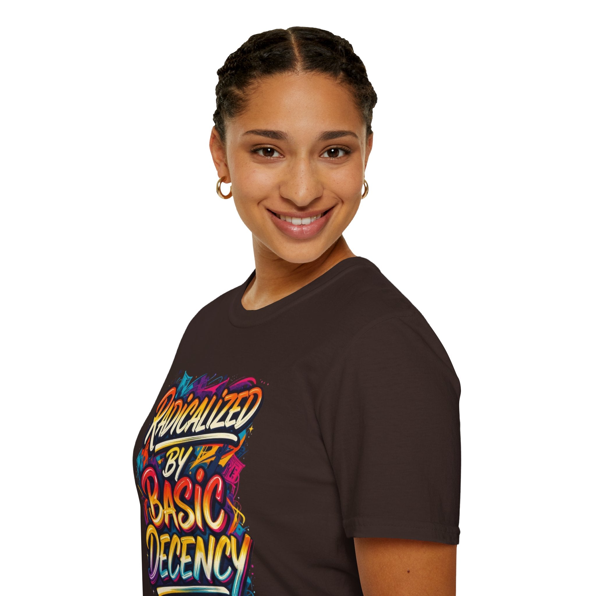 Radicalized by Basic Decency T-Shirt Colorful Graffiti Typography