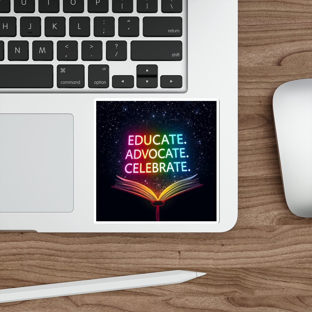 Inspiring Die-Cut Stickers - 'Educate. Advocate. Celebrate.' - Perfect for Students and Activists - EqualiTees.Me