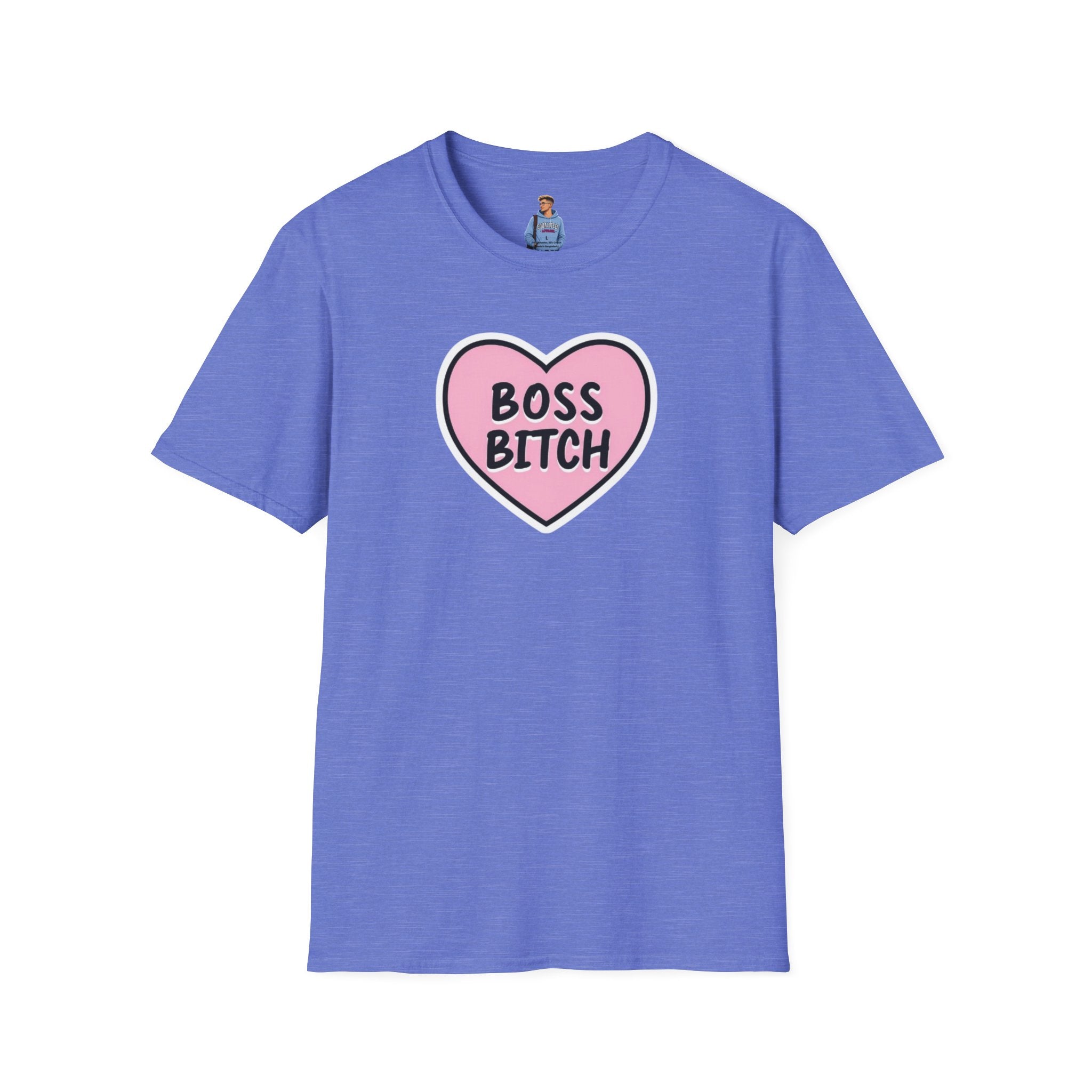 Camiseta unisex de estilo suave con diseño de corazón "Boss Bitch" - Camiseta divertida y llamativa
