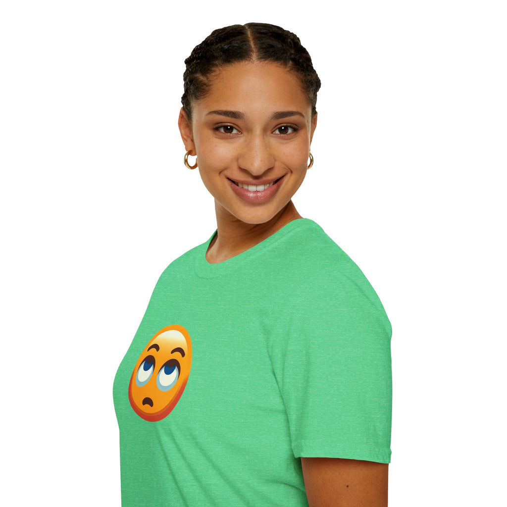 Camiseta unisex de estilo suave con emoji de ojos en blanco | Camiseta gráfica informal para el día a día
