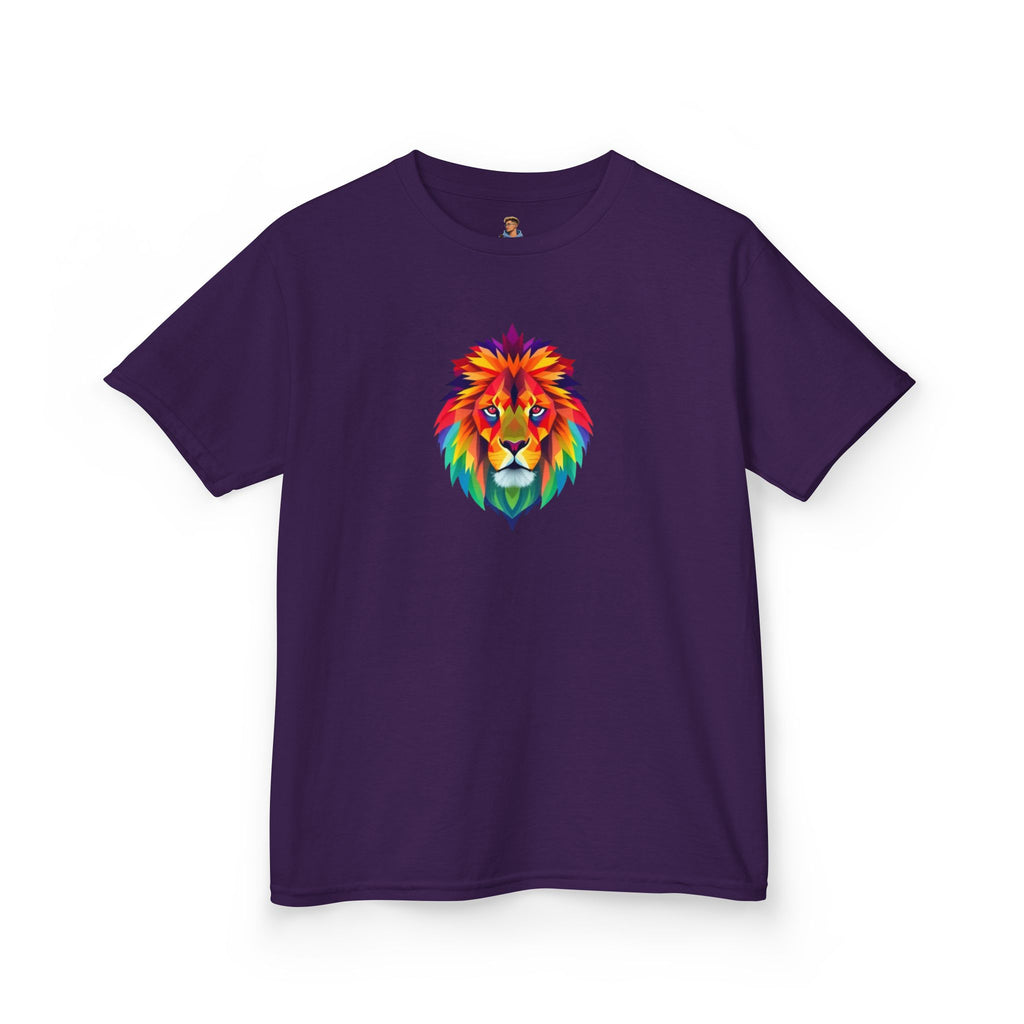 Camiseta de algodón grueso para niños con león fractal colorido