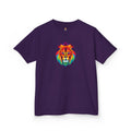 Camiseta de algodón grueso para niños con león fractal colorido