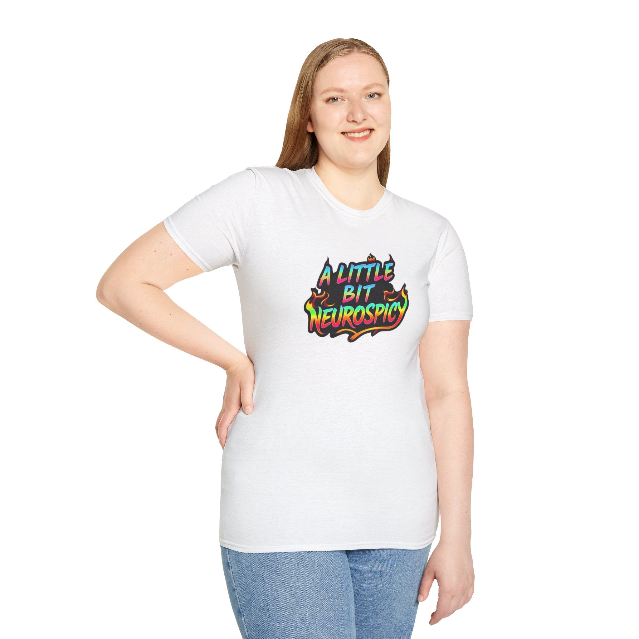 Camiseta unisex de estilo suave A Little Bit Neurospicy: camiseta gráfica divertida y peculiar para la conciencia neurodivergente