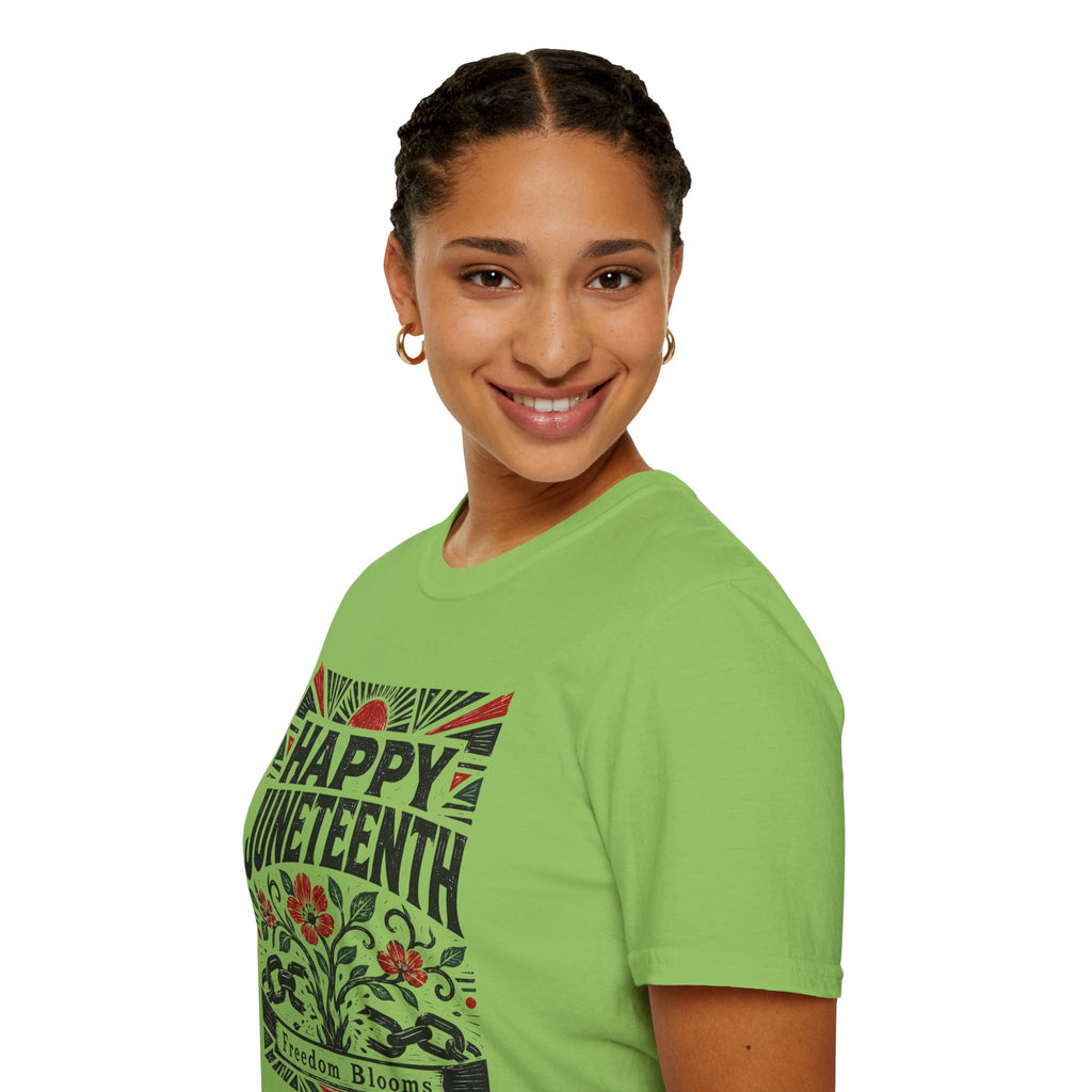 Juneteenth T-Shirt — "Happy Juneteenth" Floral Freedom Tee