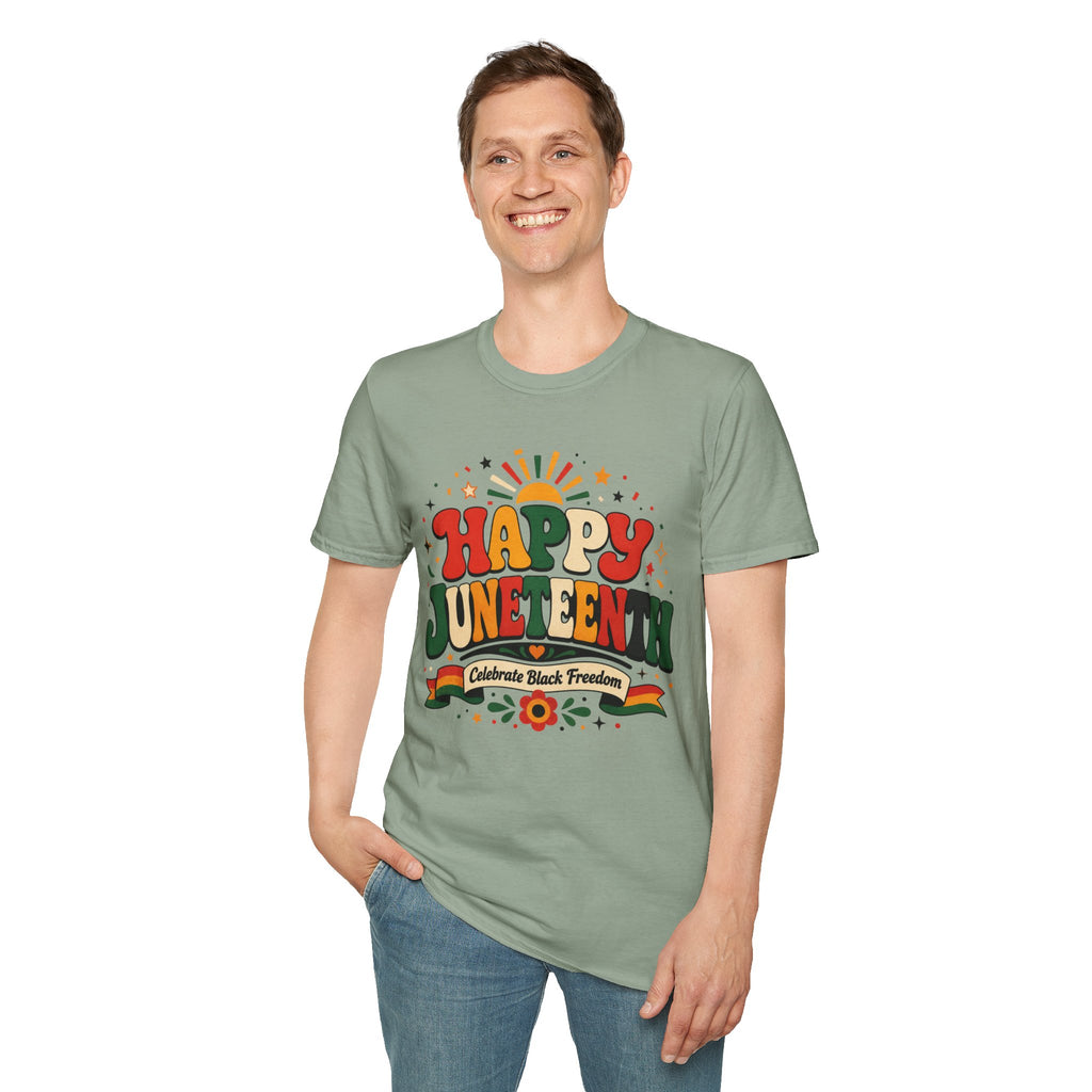 Juneteenth T-Shirt - "Happy Juneteenth" Retro Celebration Tee