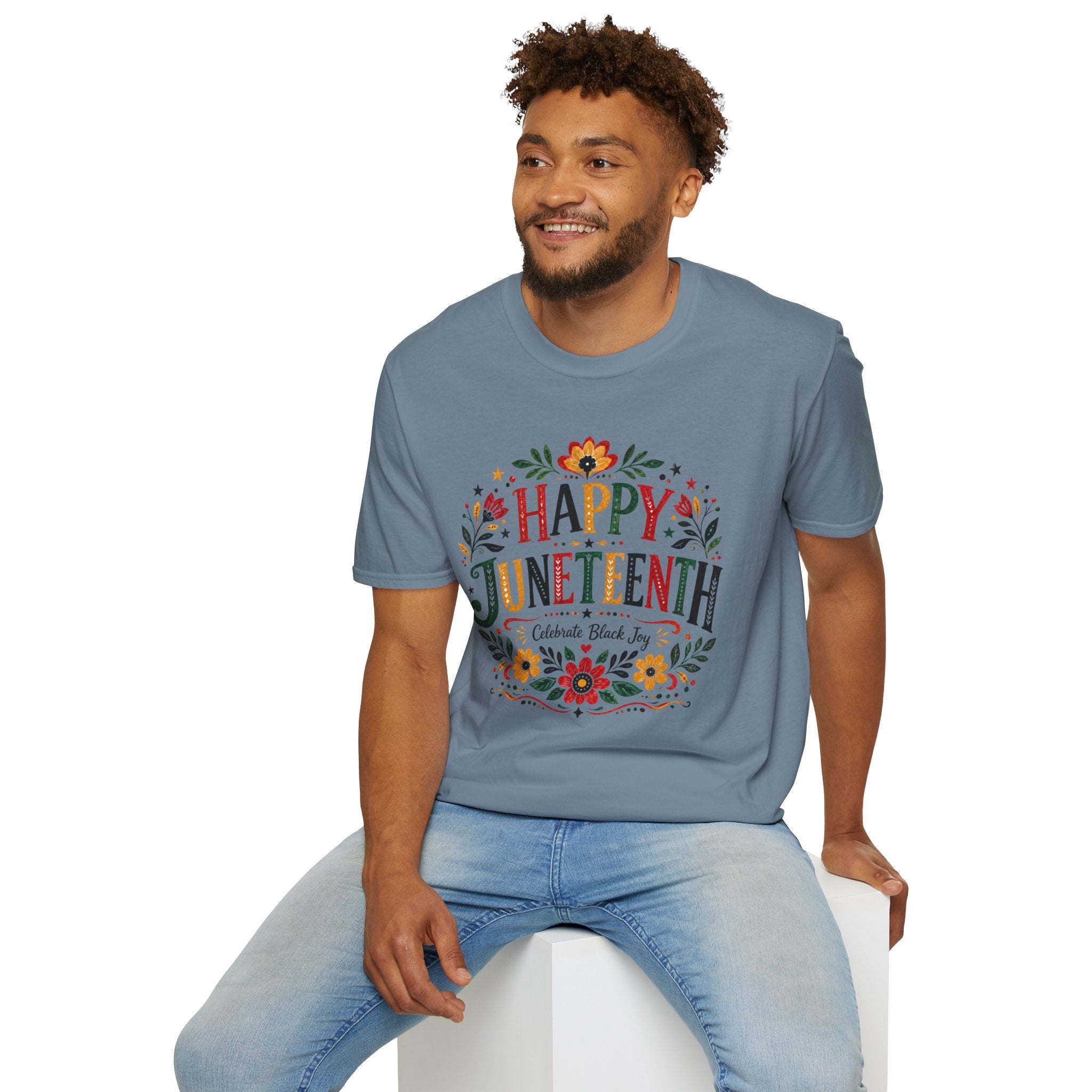 Juneteenth T-Shirt — "Happy Juneteenth" Floral Celebration Tee