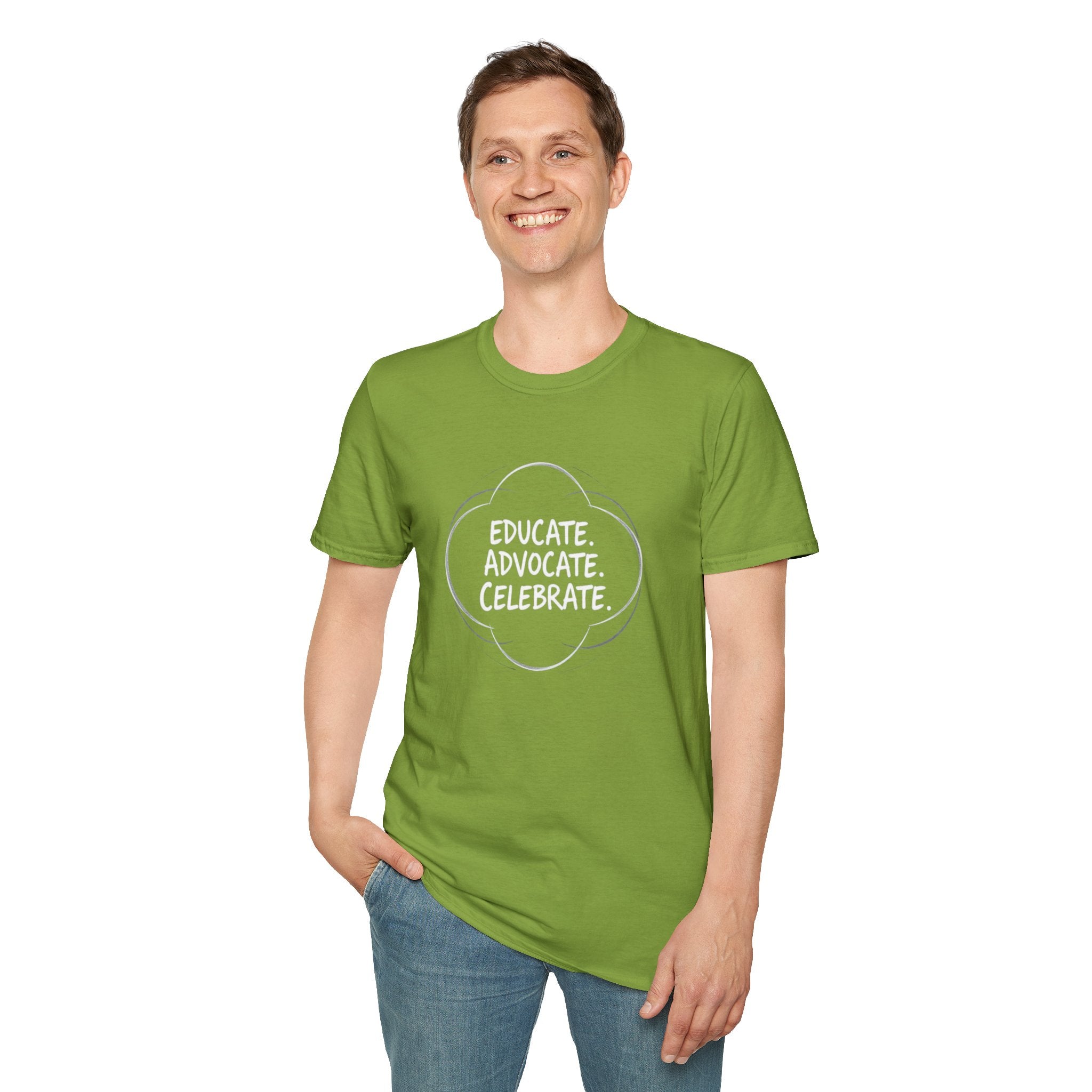 Subtle Pride Educate Advocate Celebrate Minimalist T-Shirt for Every Occasion