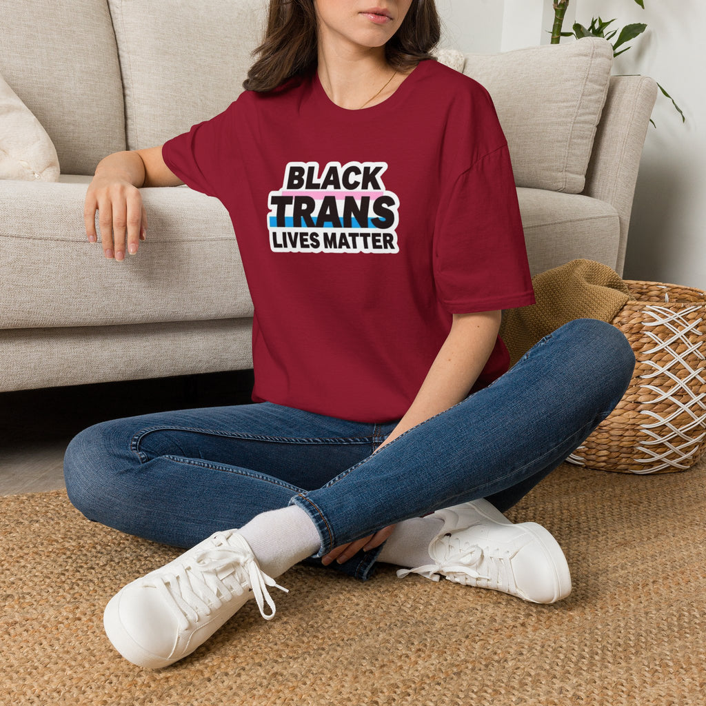 Unisex Softstyle T-Shirt - Black Trans Lives Matter Statement Tee
