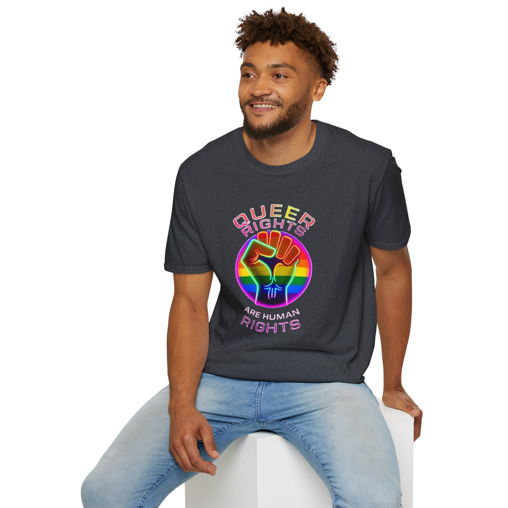Unisex Softstyle T-Shirt - Queer Rights Are Human Rights Statement Tee