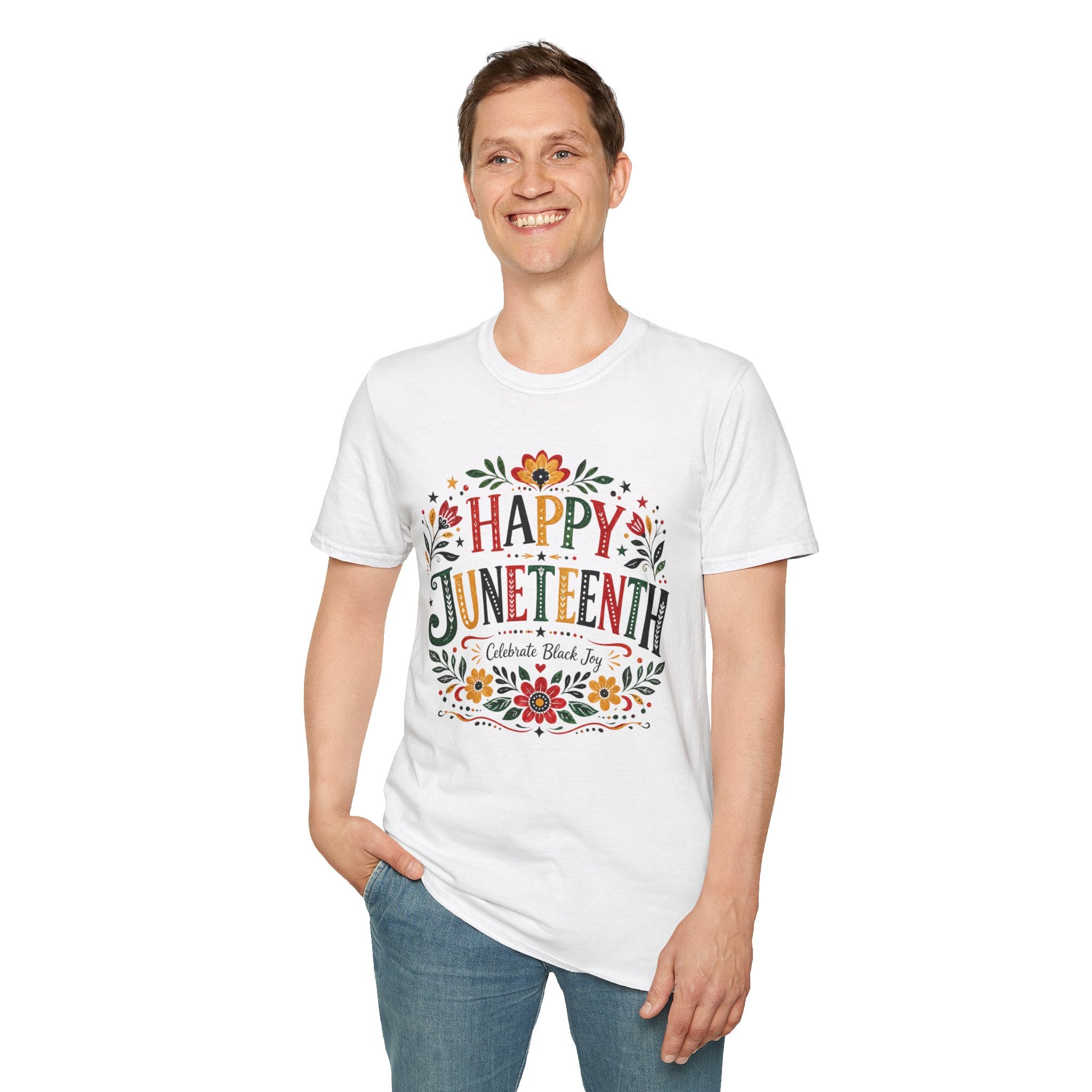 Juneteenth T-Shirt — "Happy Juneteenth" Floral Celebration Tee