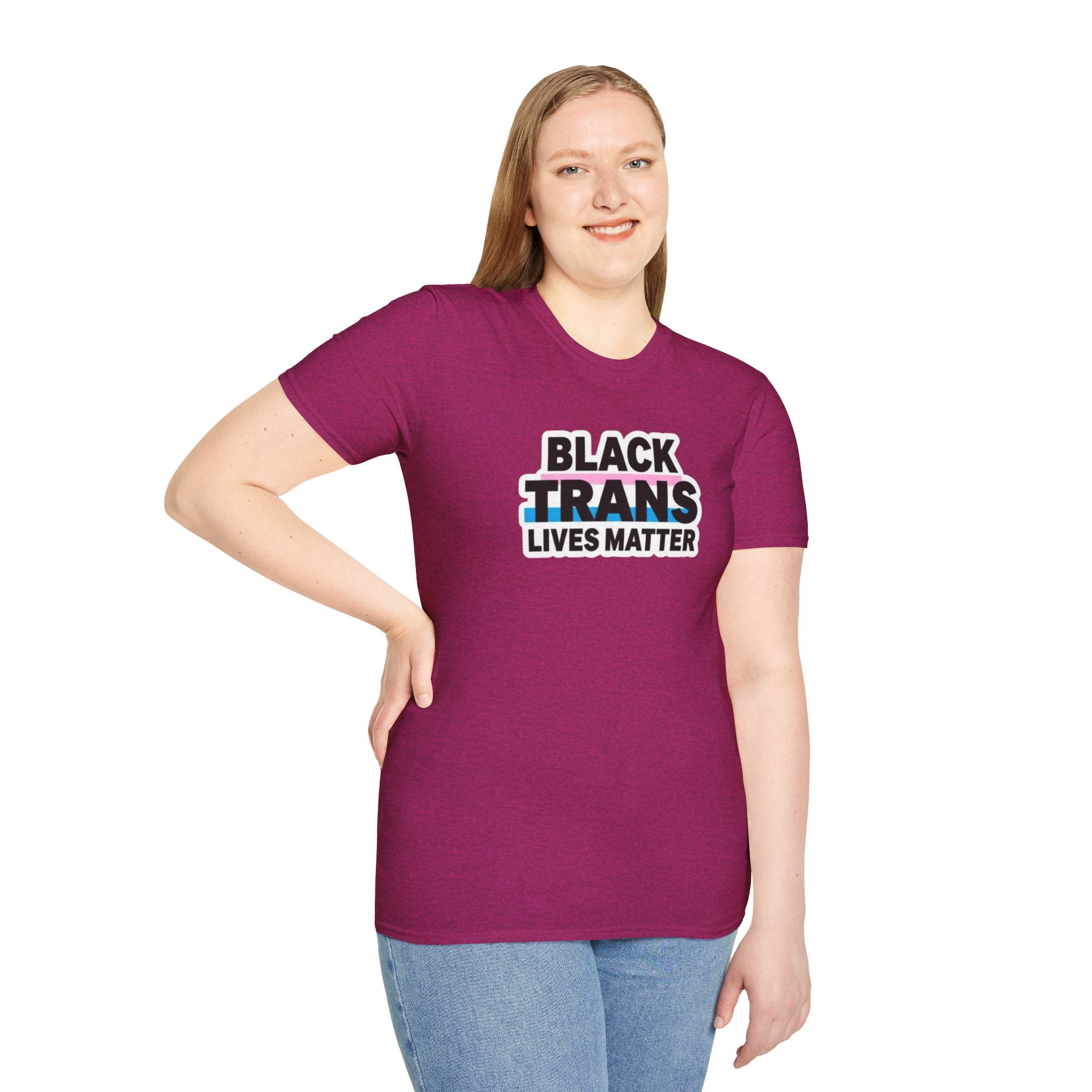 Unisex Softstyle T-Shirt - Black Trans Lives Matter Statement Tee