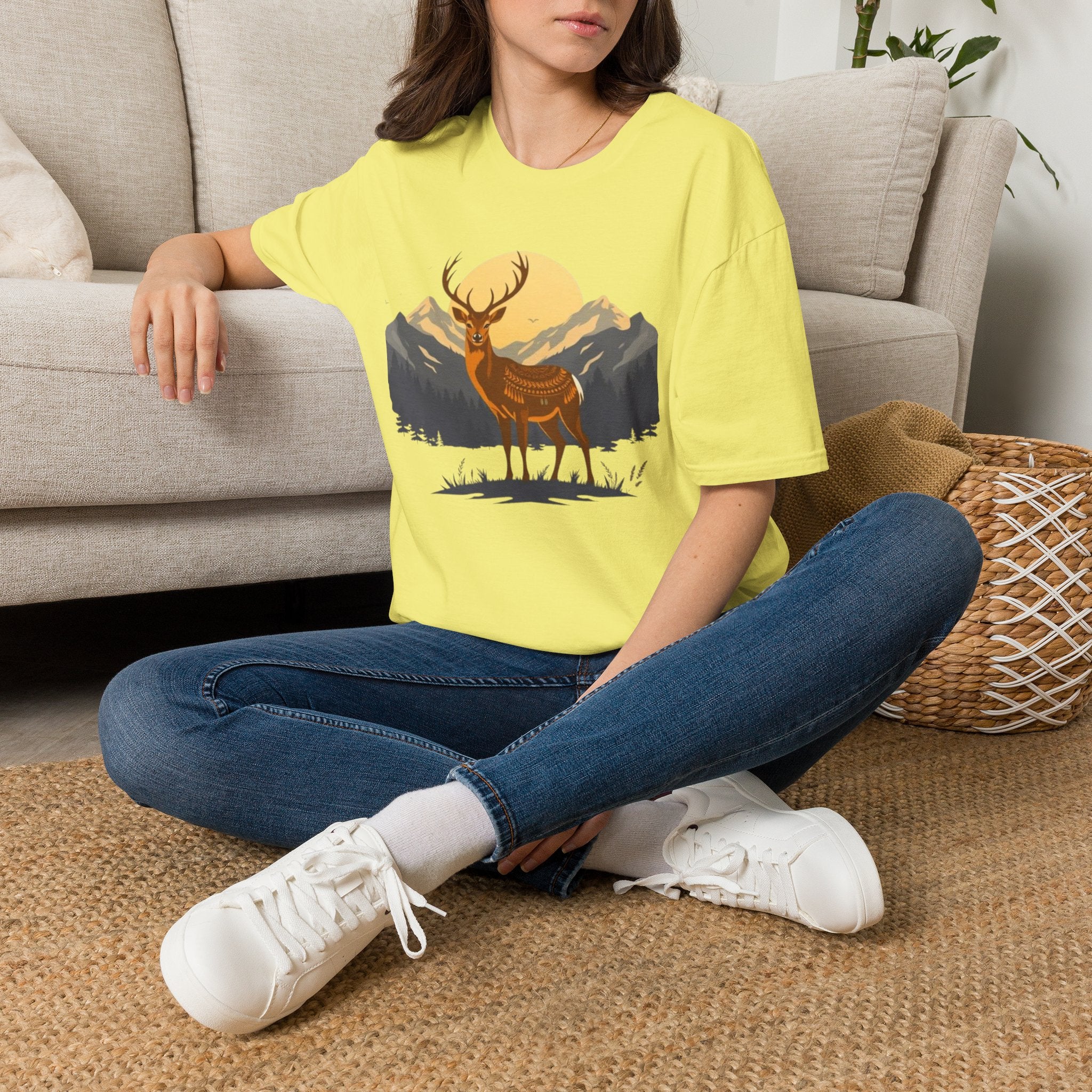 Mountain Sunset Deer Unisex Softstyle T-Shirt