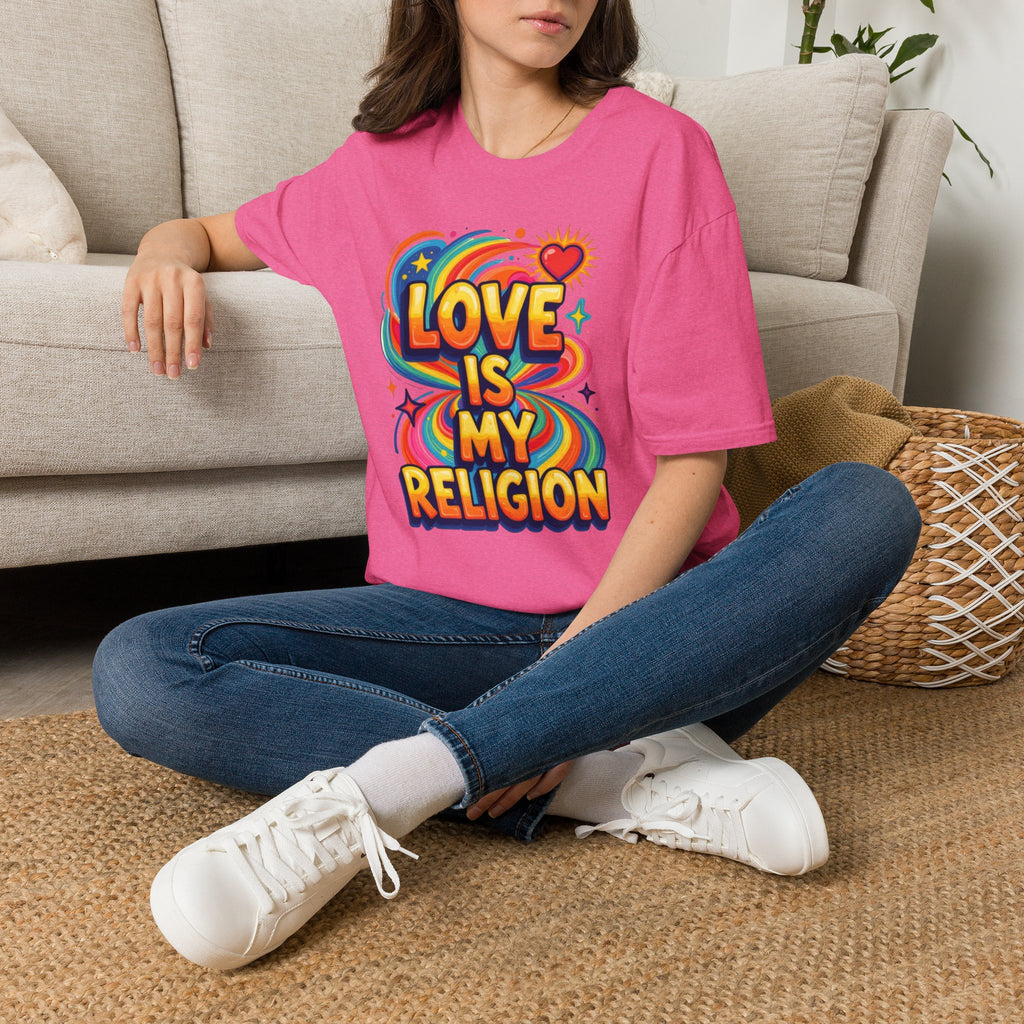 Love Is My Religion Retro Rainbow Graphic T-shirt