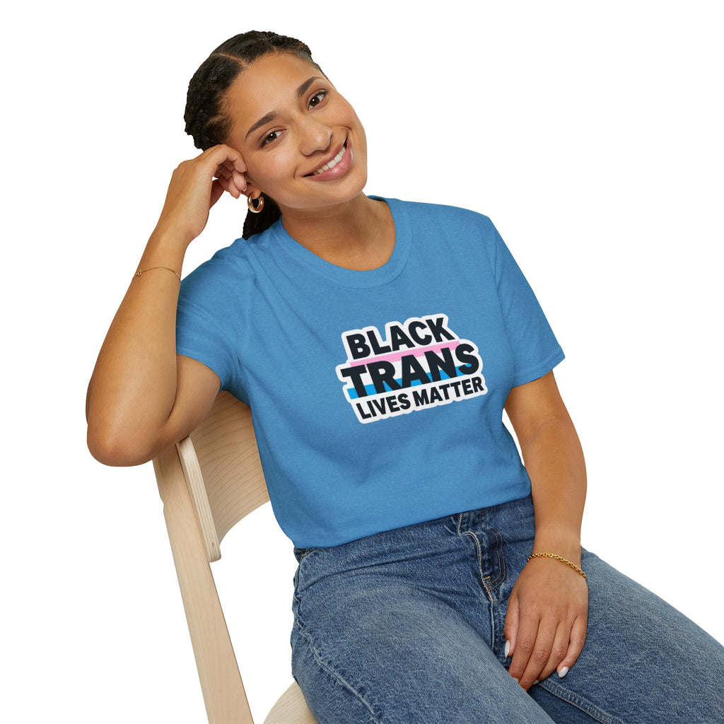 Unisex Softstyle T-Shirt - Black Trans Lives Matter Statement Tee