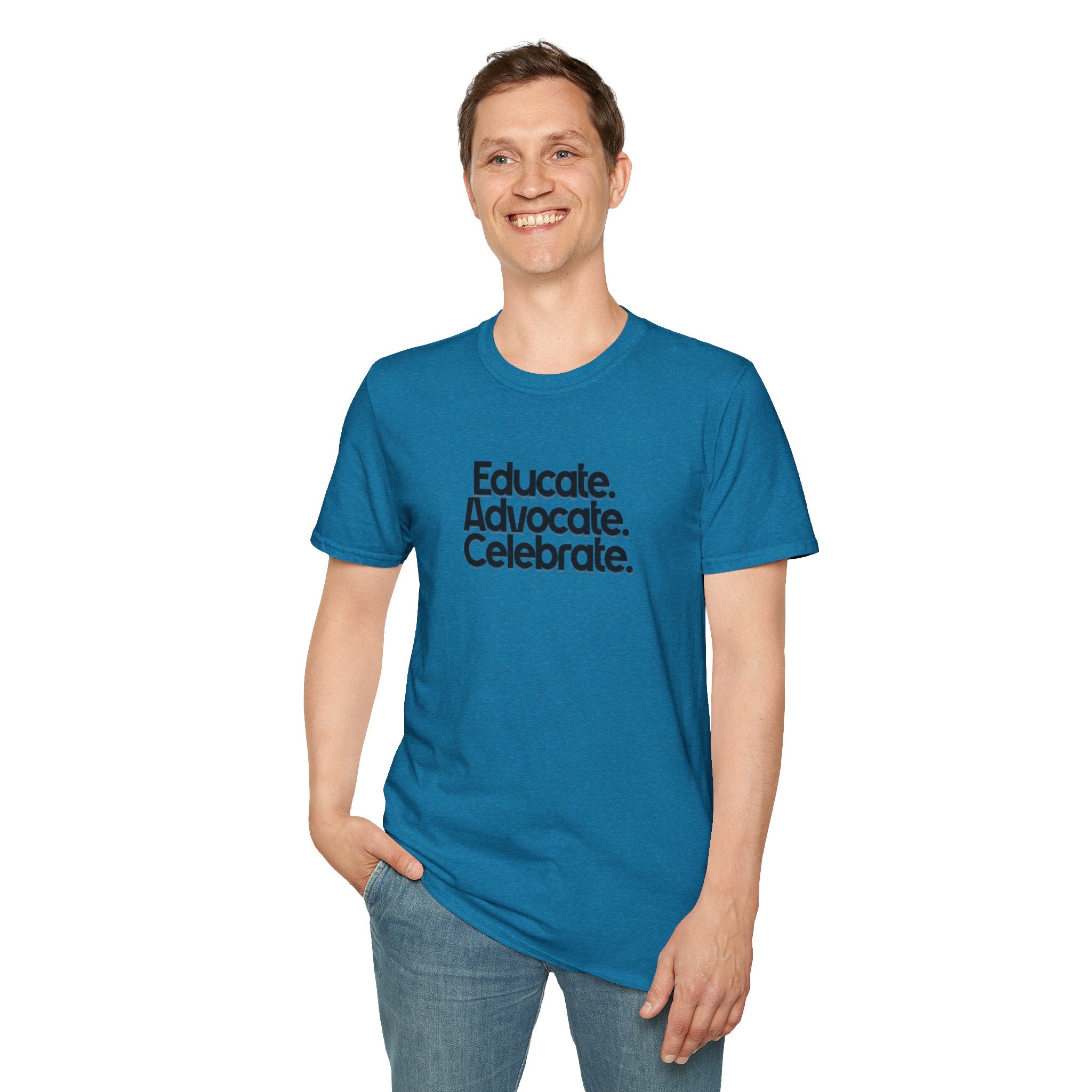 Teacher Advocate T-Shirt - Subtle Pride Educate Advocate Celebrate Design