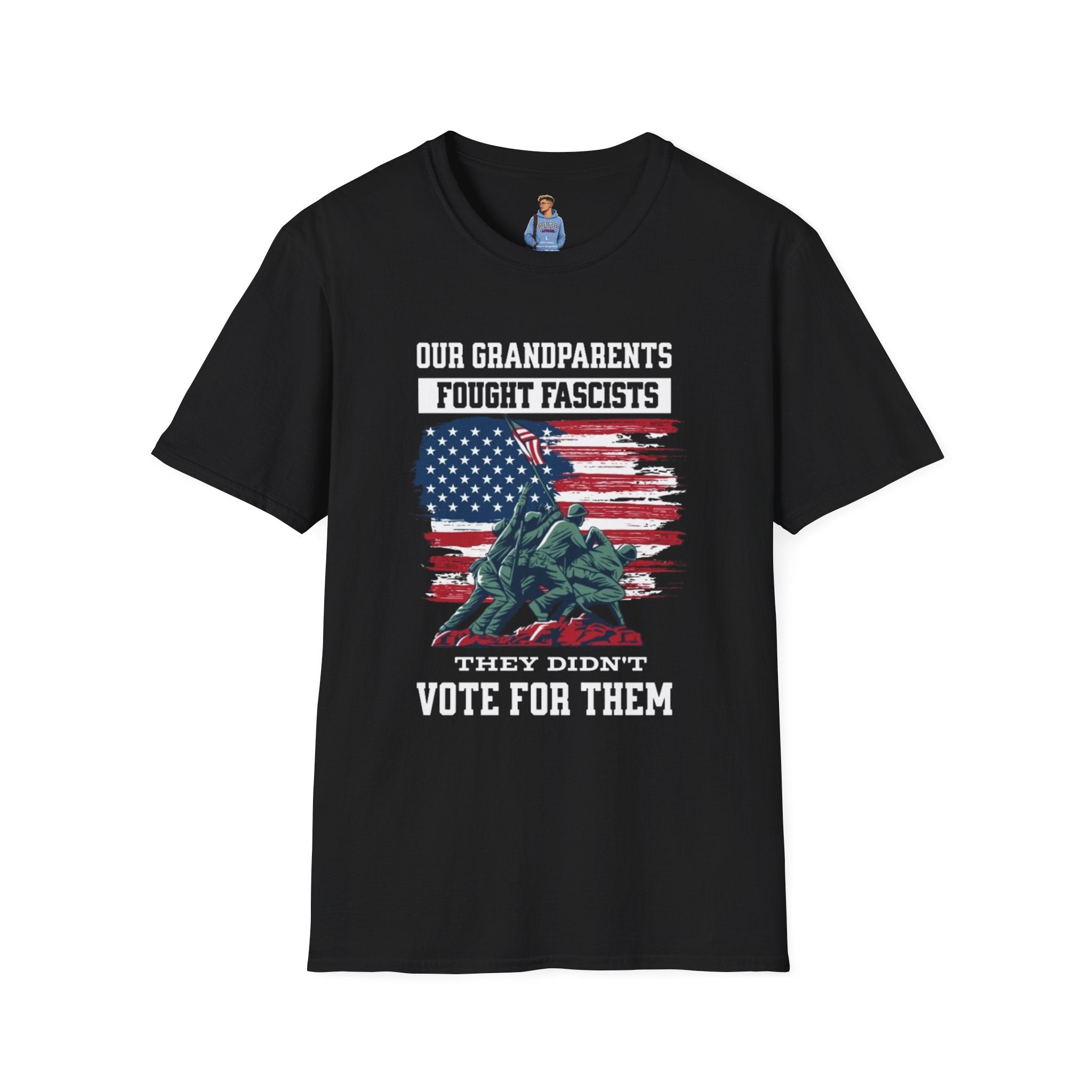 Unisex Softstyle T-Shirt: 'Our Grandparents Fought Fascists' Patriotic Tee