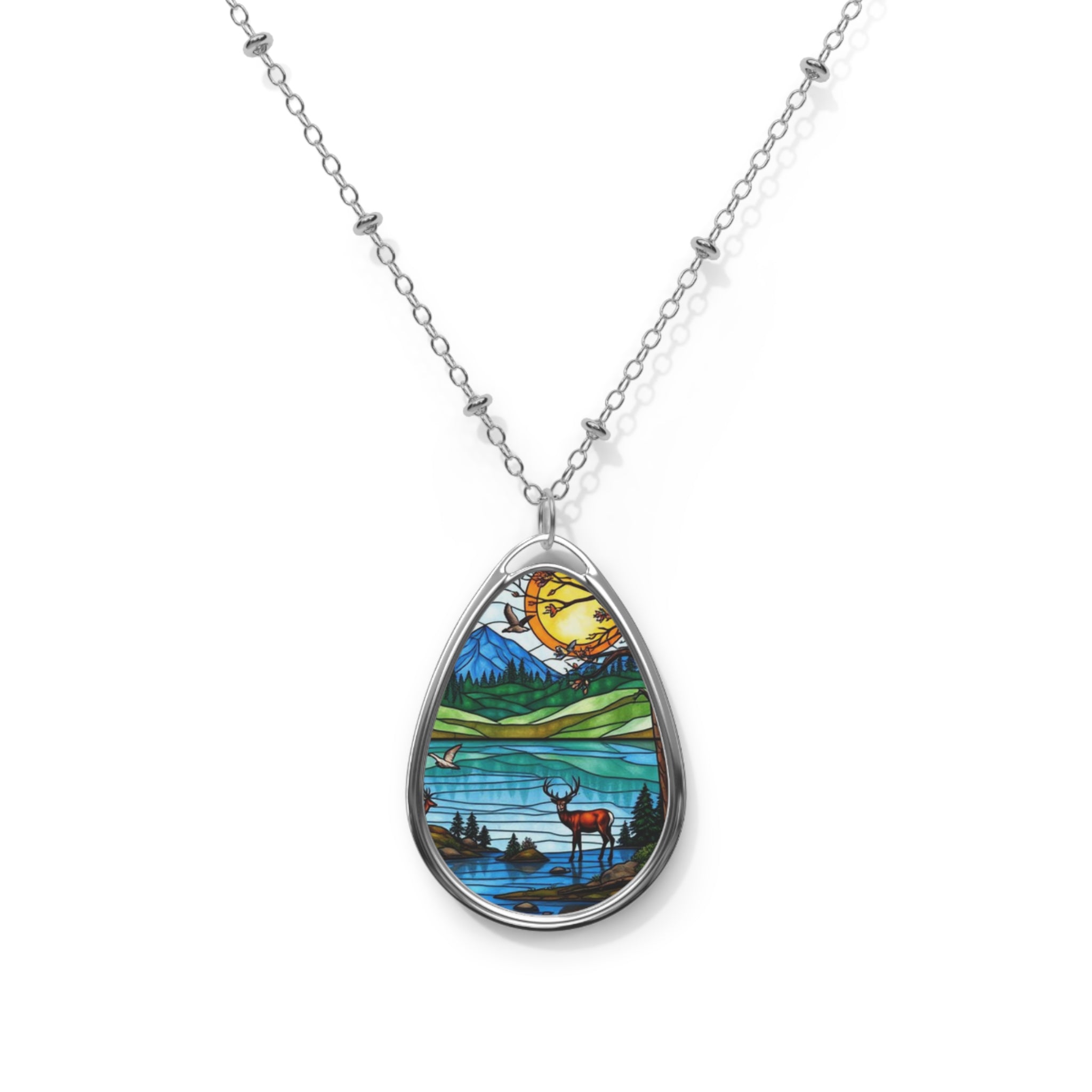 Wild Landscape Teardrop Pendant Necklace