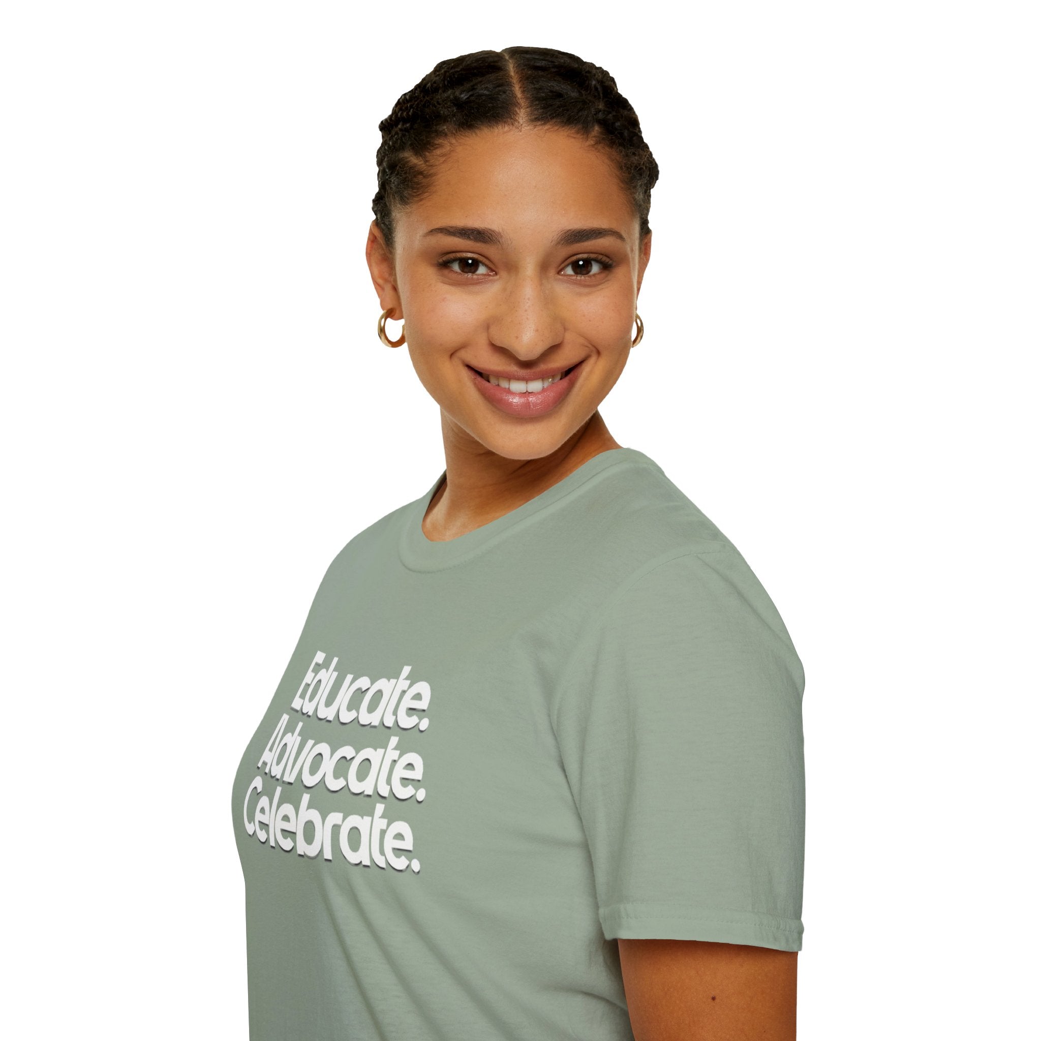 Educate. Advocate. Celebrate. Minimalist Pride T-Shirt