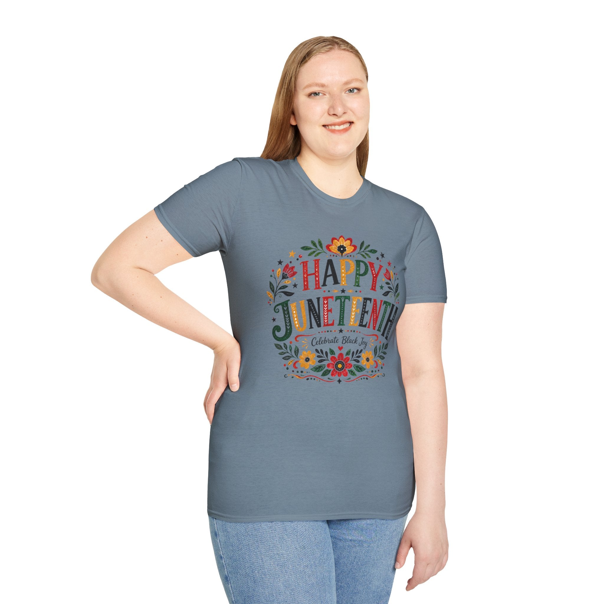 Juneteenth T-Shirt — "Happy Juneteenth" Floral Celebration Tee