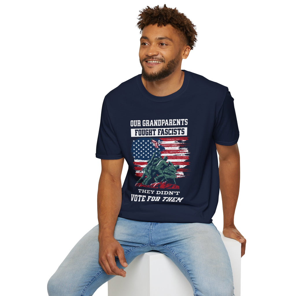 Unisex Softstyle T-Shirt: 'Our Grandparents Fought Fascists' Patriotic Tee