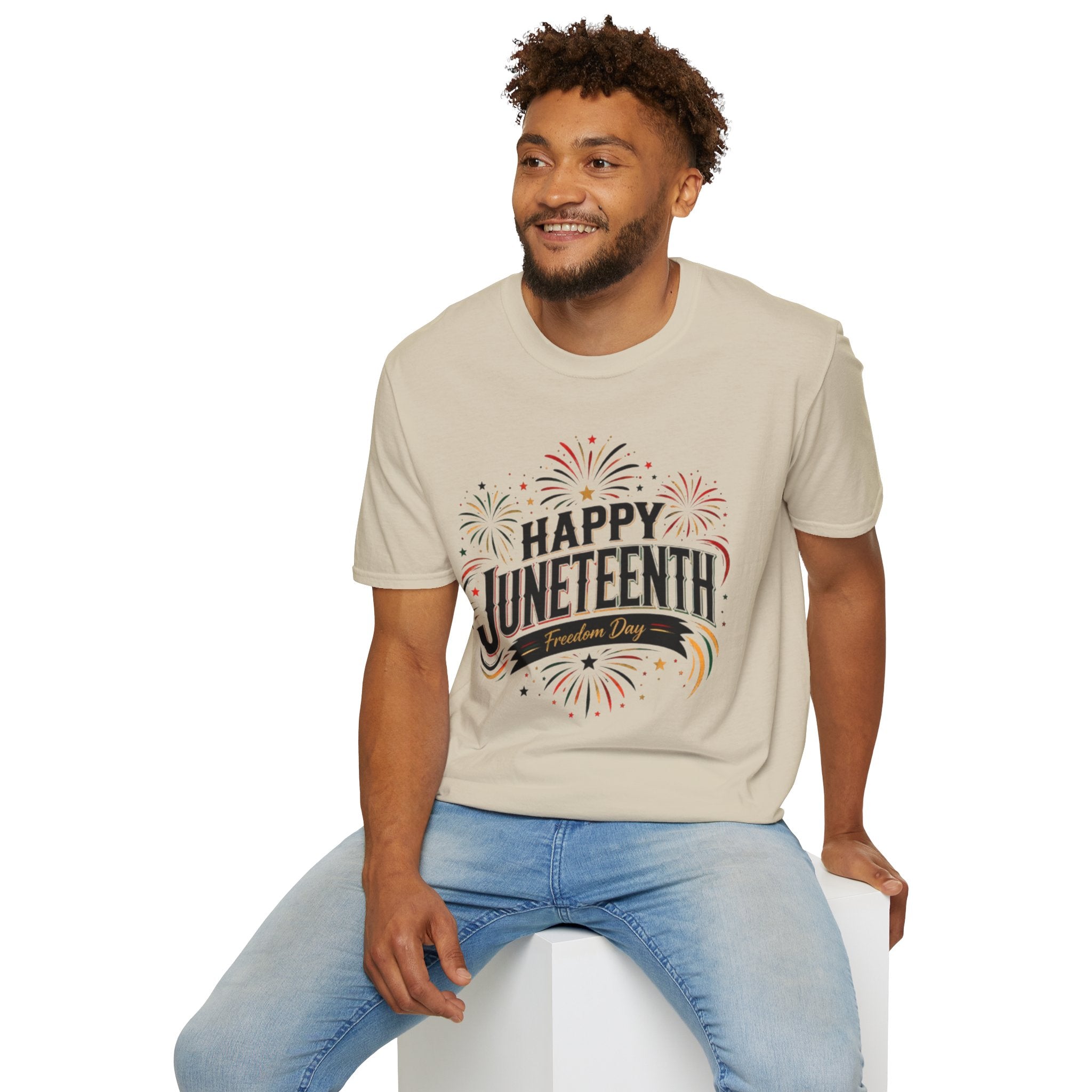 Juneteenth T-Shirt - "Happy Juneteenth" Fireworks Celebration Tee