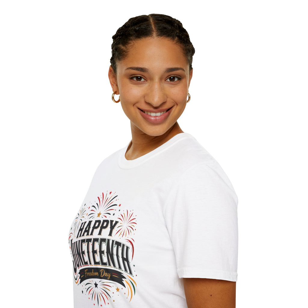 Juneteenth T-Shirt - "Happy Juneteenth" Fireworks Celebration Tee