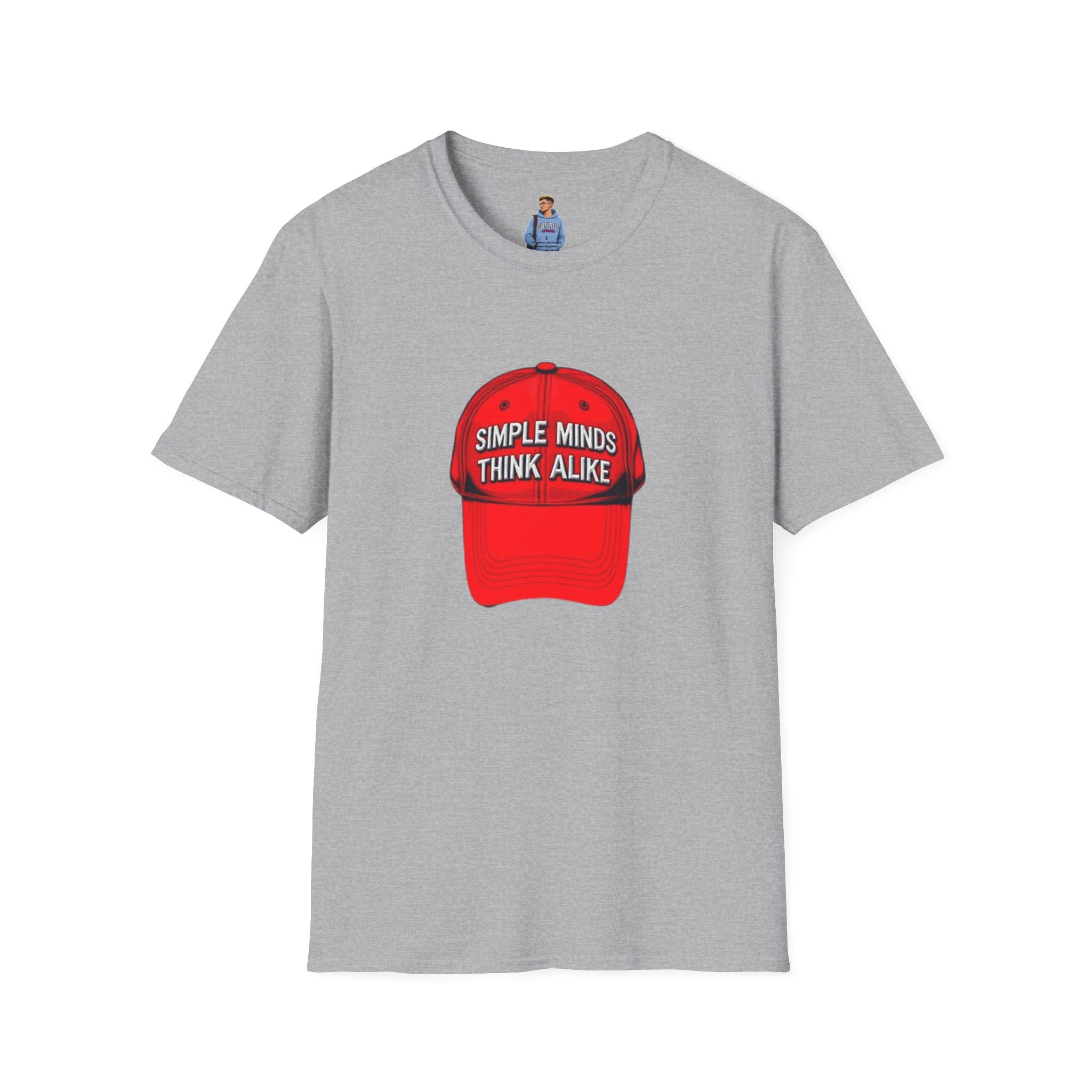 Camiseta unisex de estilo suave: camiseta gráfica con los lemas «Simple Minds Think Alike» y «Make America Think Again»