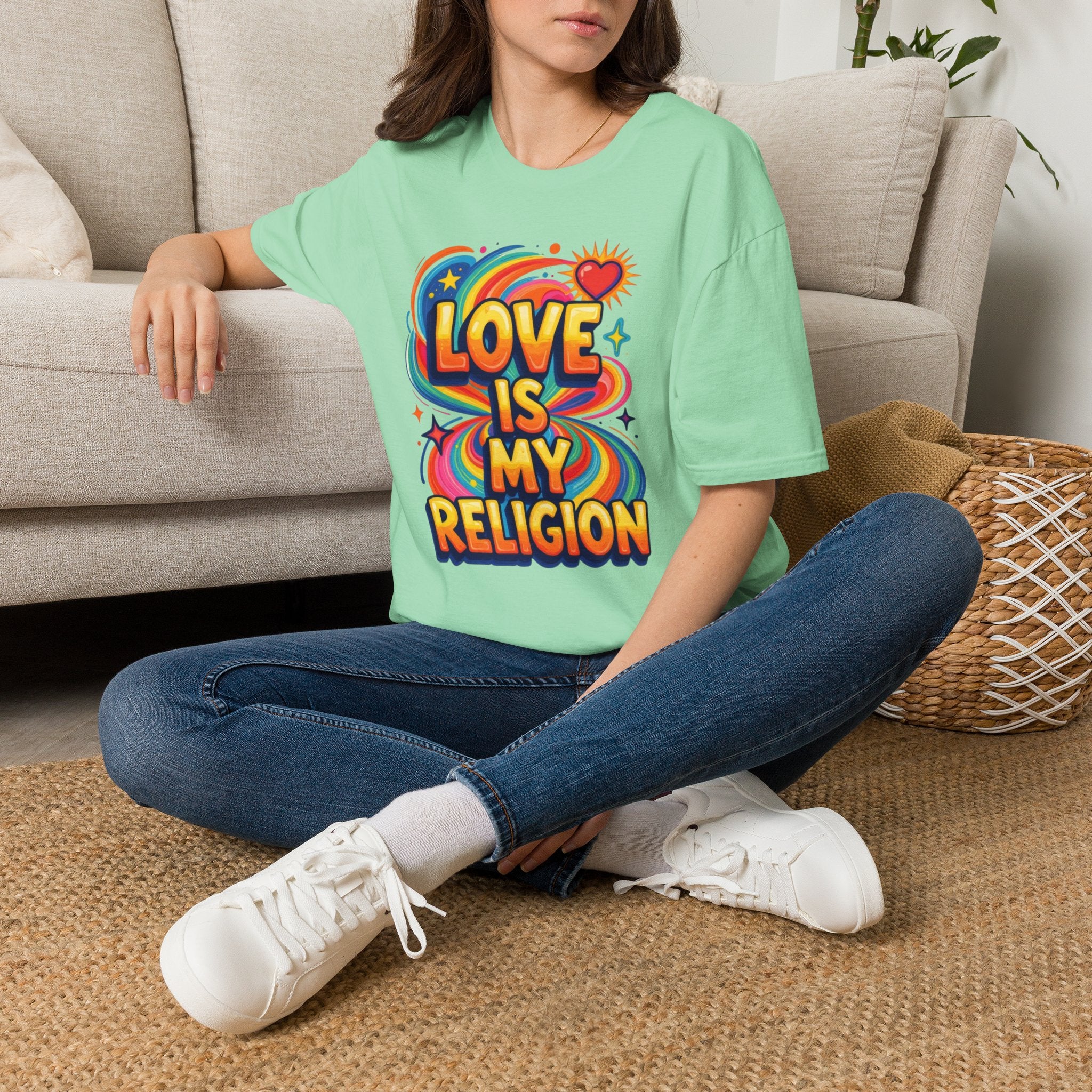 Love Is My Religion Retro Rainbow Graphic T-shirt