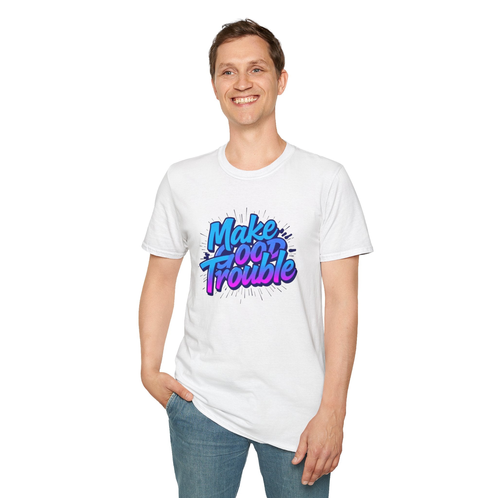 Make Good Trouble Blue Graphic Unisex T-Shirt - Fun & Bold Design for Everyday Wear