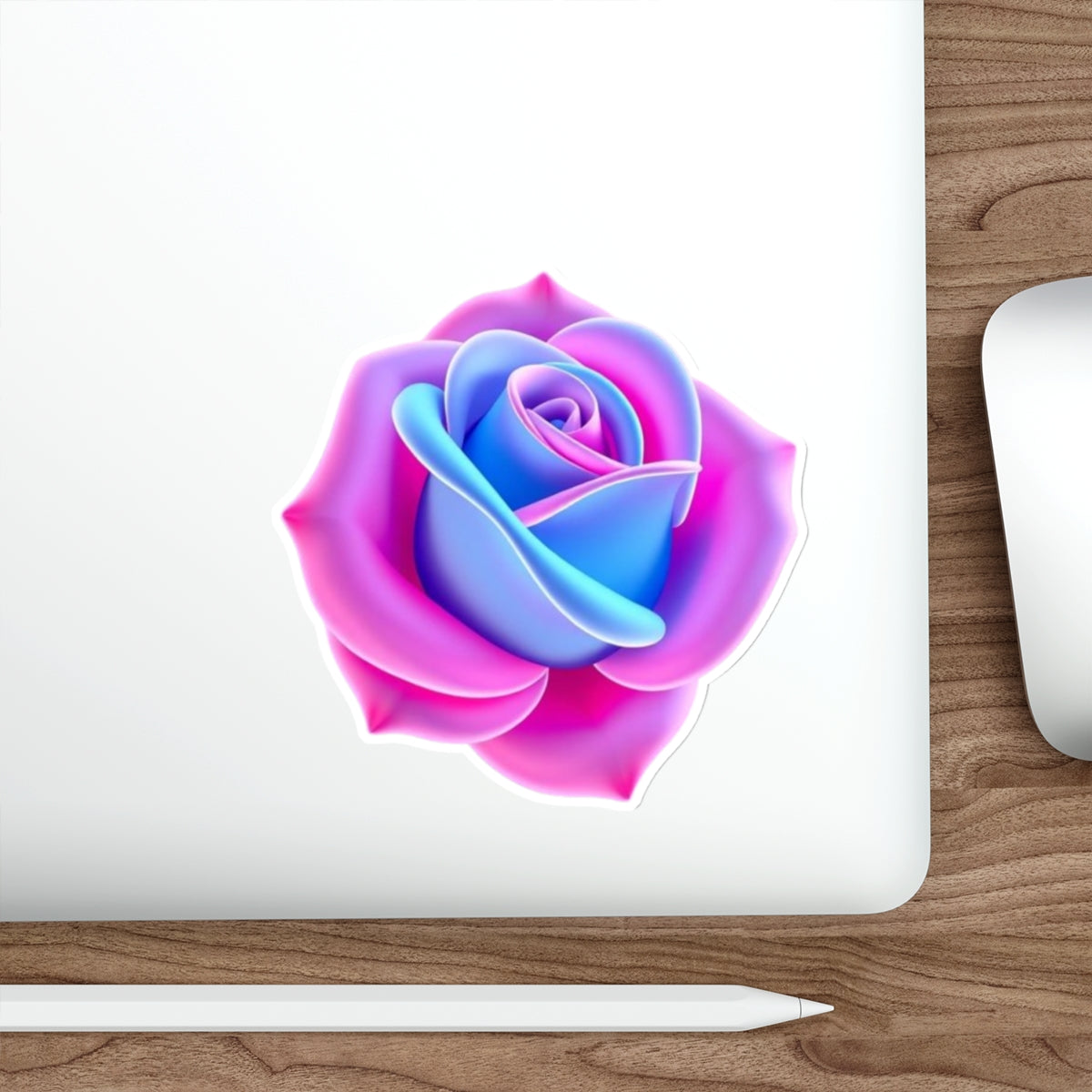 Rose in Trans Pride Colors Sticker - EqualiTees.Me