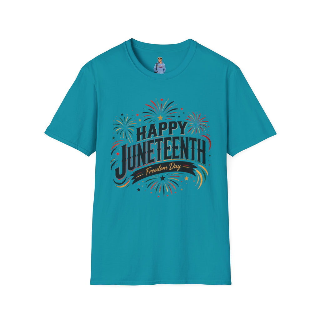 Juneteenth T-Shirt - "Happy Juneteenth" Fireworks Celebration Tee